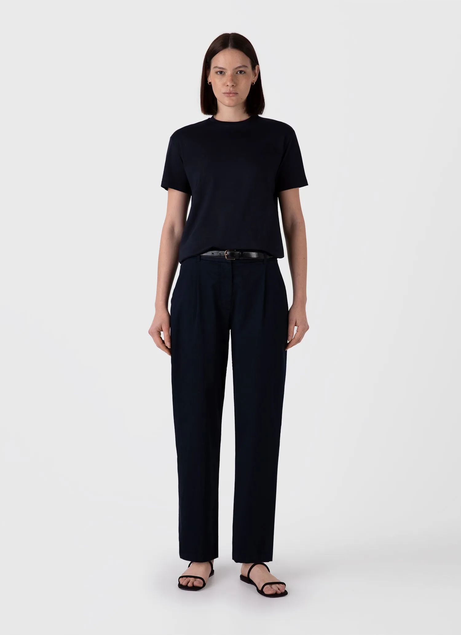 Women's Boy Fit T-shirt in Midnight Navy sold by Sunspel product image thumbnail 2