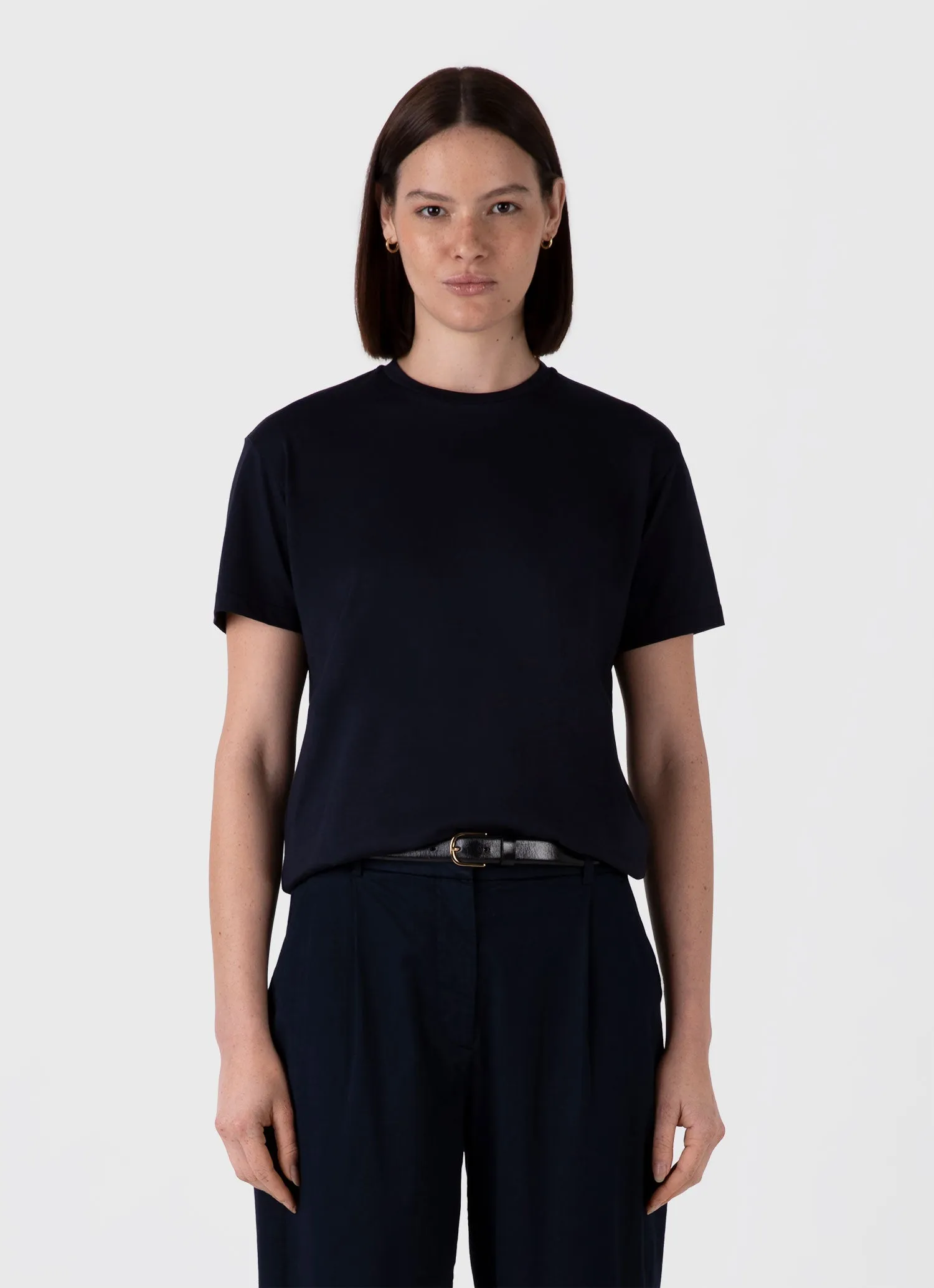 Women's Boy Fit T-shirt in Midnight Navy sold by Sunspel