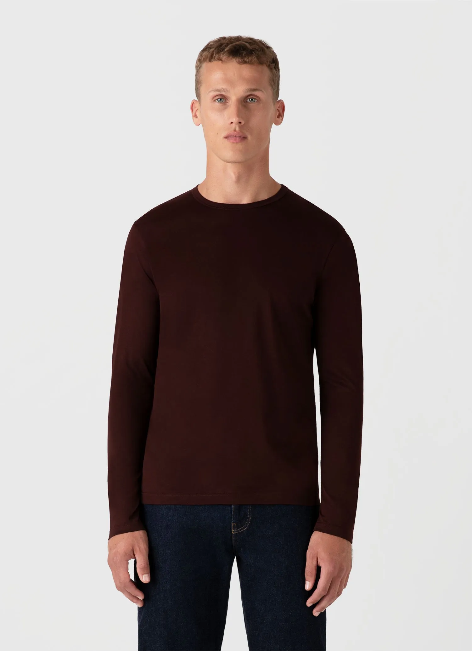 Men's Long Sleeve Classic T-shirt in Raisin sold by Sunspel product image thumbnail 2