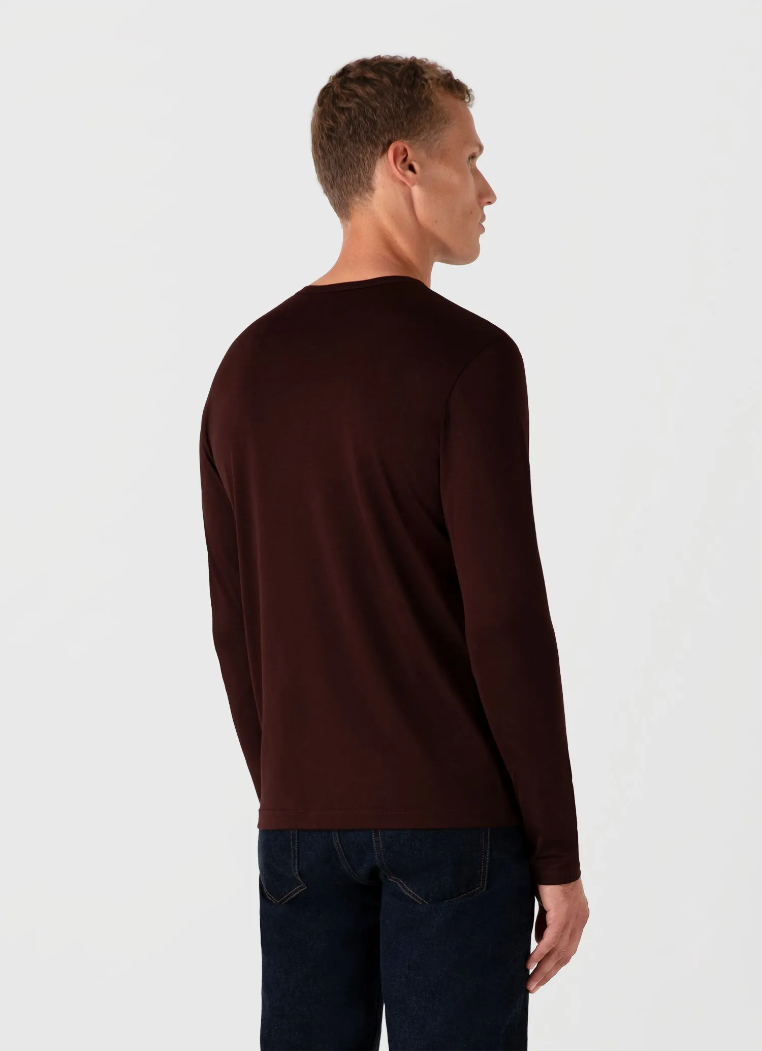 Men's Long Sleeve Classic T-shirt in Raisin sold by Sunspel product image thumbnail 5