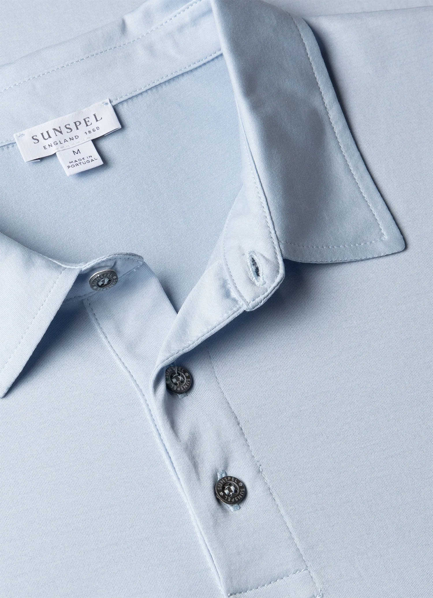 Men's Classic Jersey Polo Shirt in Blue Mist sold by Sunspel product image thumbnail 4