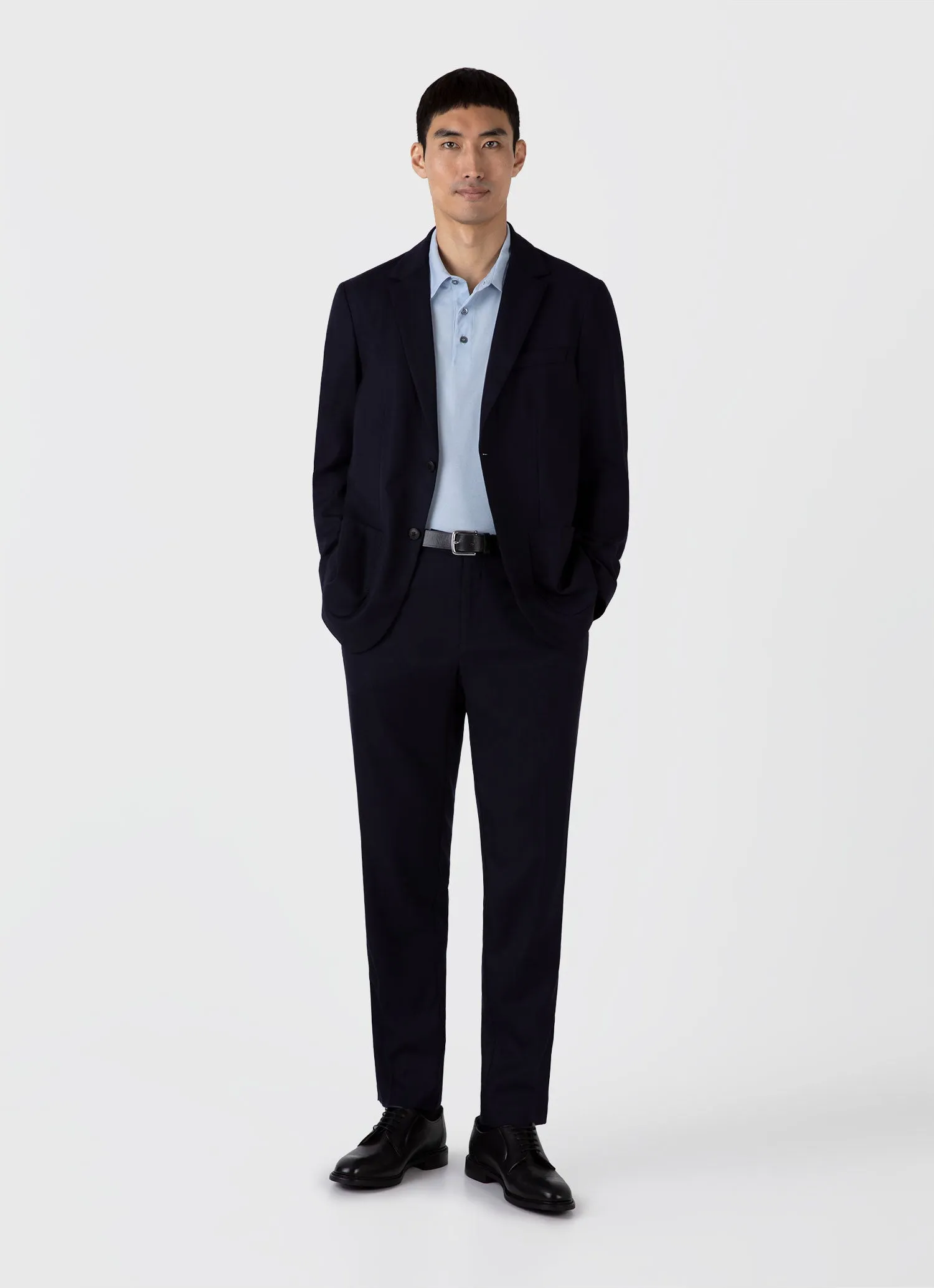 Men's Classic Jersey Polo Shirt in Blue Mist sold by Sunspel product image thumbnail 3