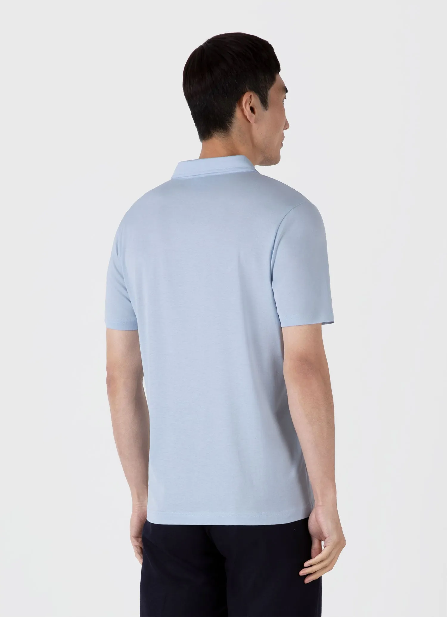 Men's Classic Jersey Polo Shirt in Blue Mist sold by Sunspel product image thumbnail 5