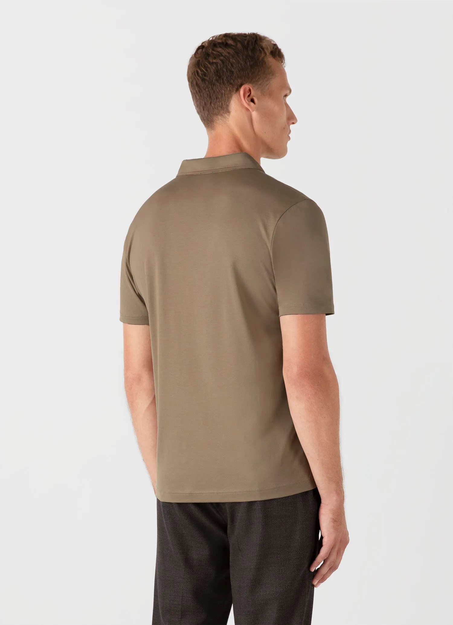 Men's Classic Jersey Polo Shirt in Dark Stone sold by Sunspel product image thumbnail 5