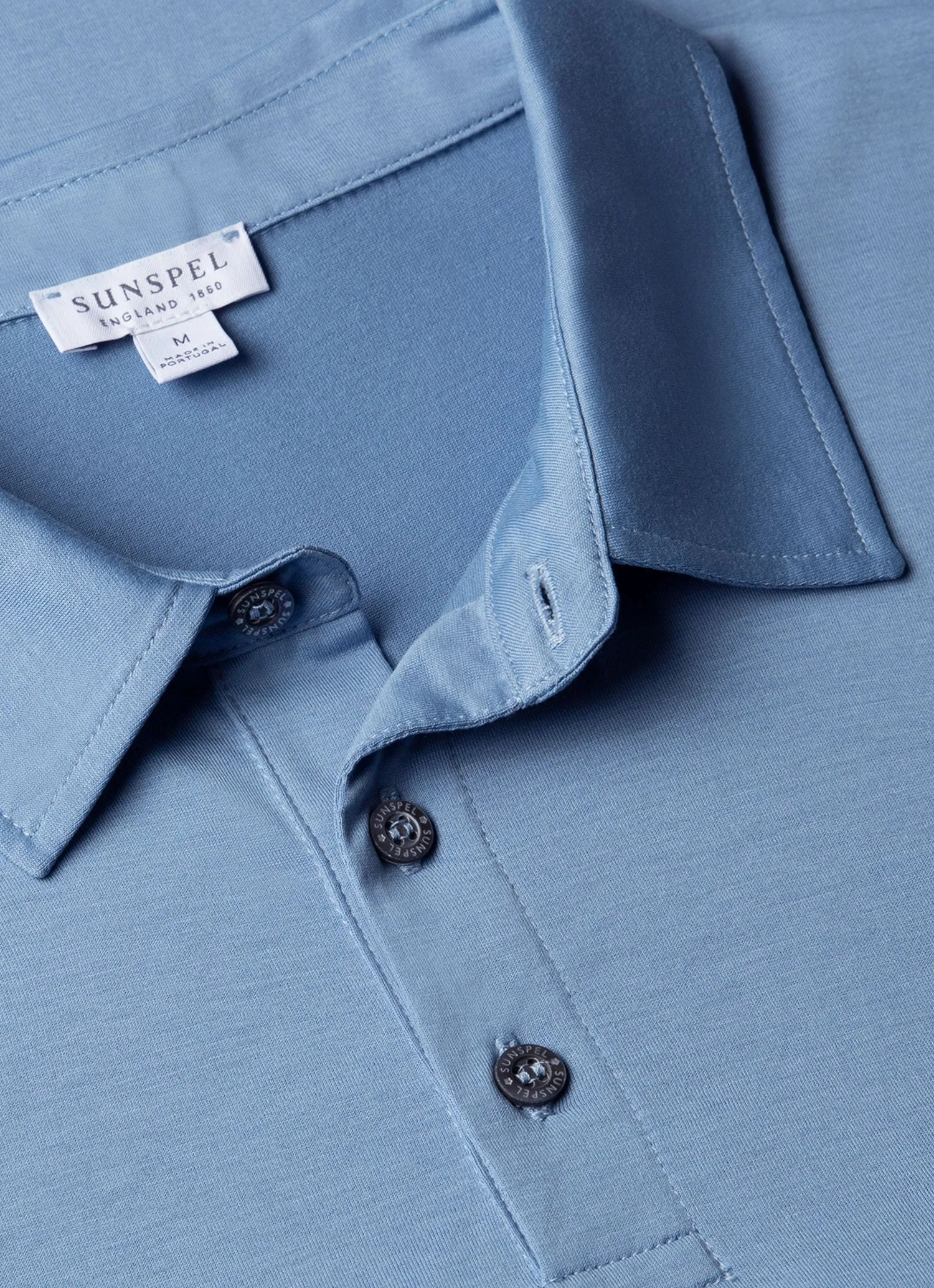 Men's Classic Jersey Polo Shirt in Como Blue sold by Sunspel product image thumbnail 4