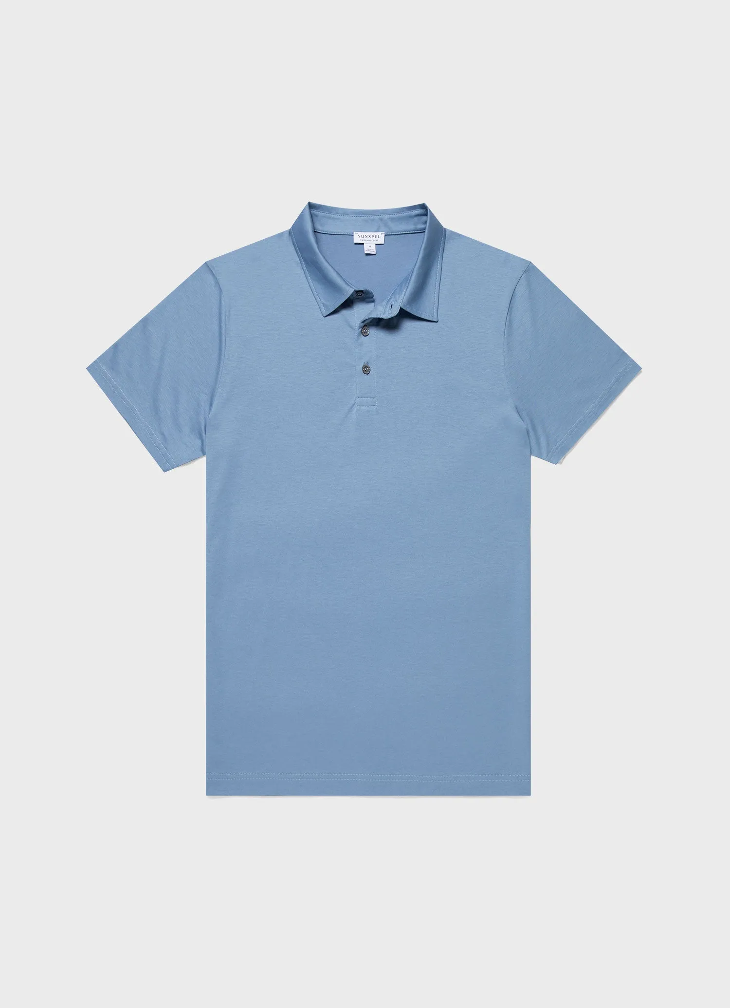 Men's Classic Jersey Polo Shirt in Como Blue sold by Sunspel