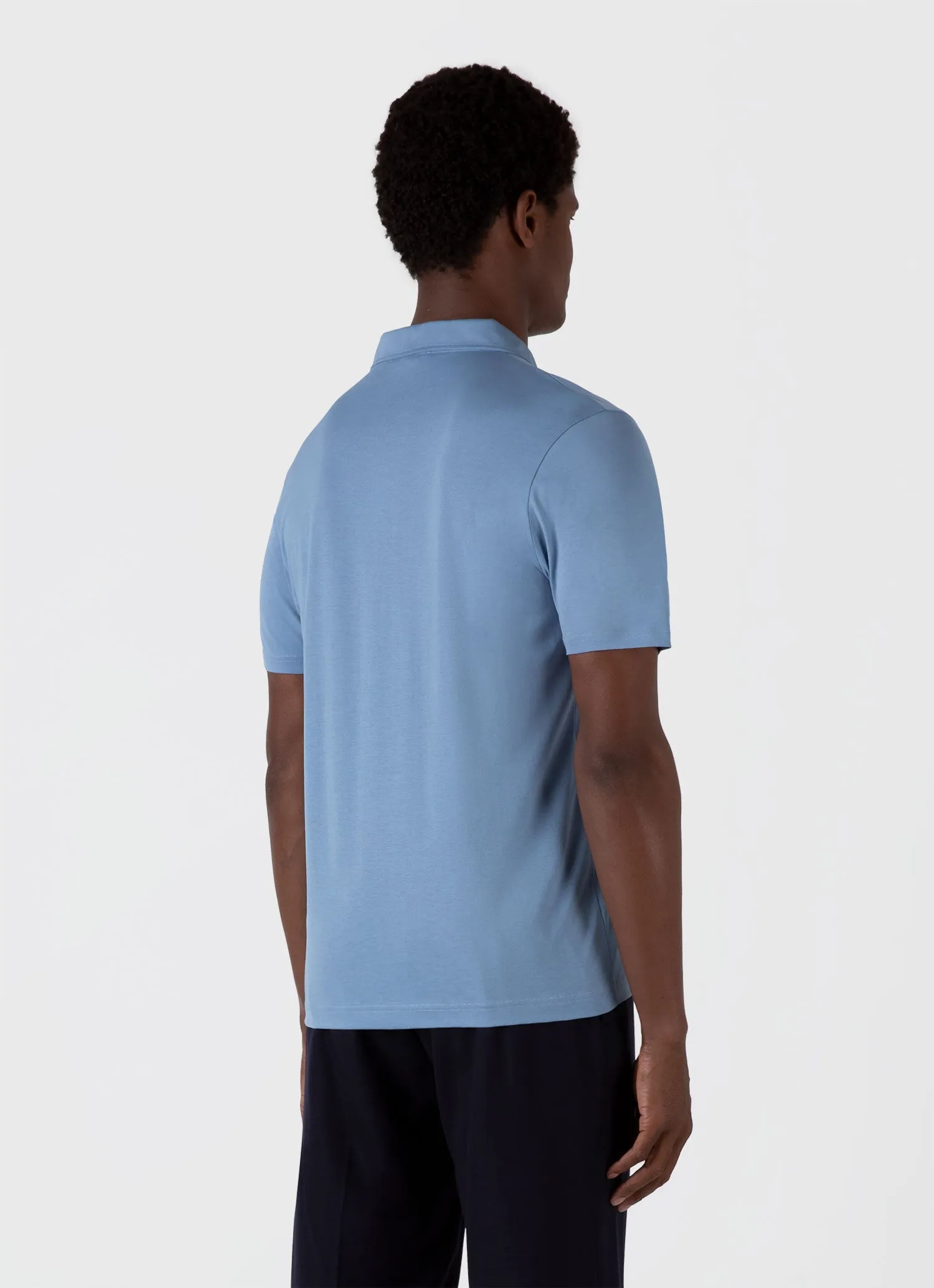 Men's Classic Jersey Polo Shirt in Como Blue sold by Sunspel product image thumbnail 5