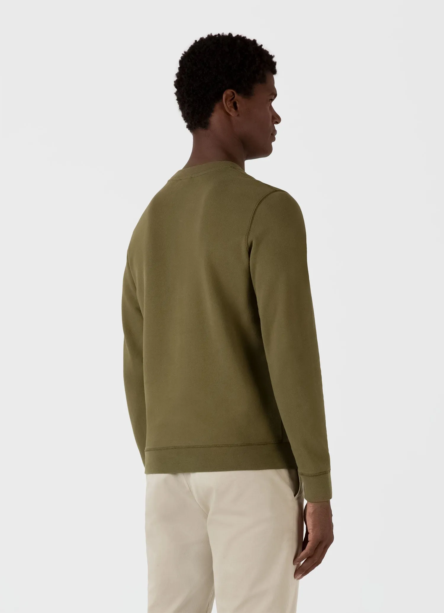 Men's Loopback Sweatshirt in Olive Green sold by Sunspel product image thumbnail 5