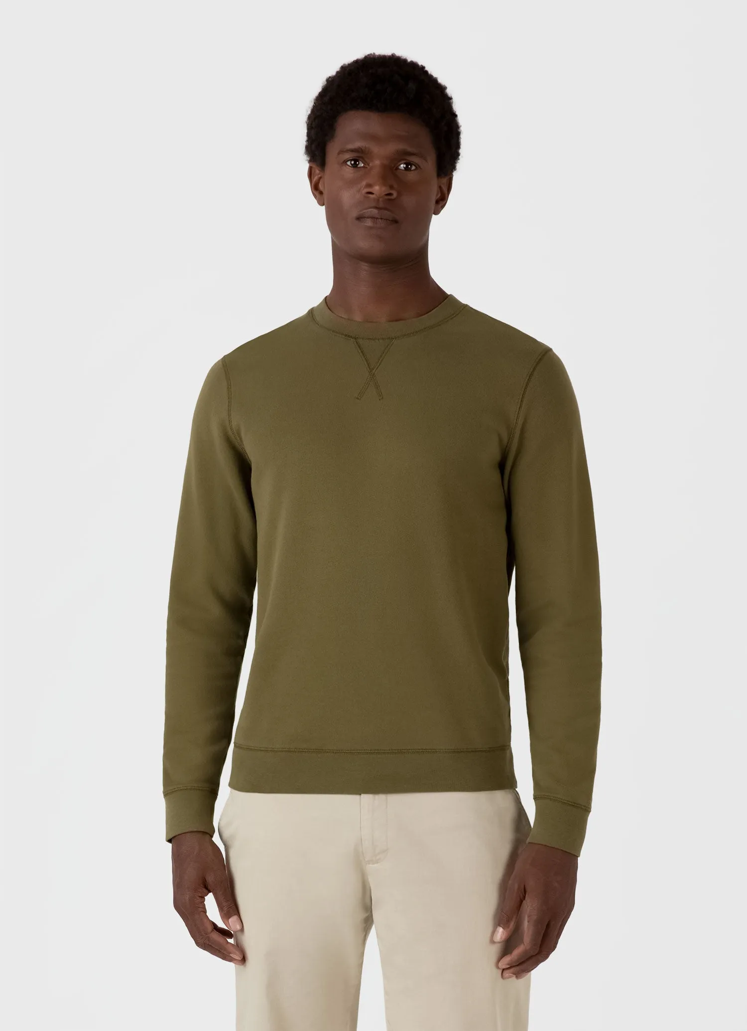 Men's Loopback Sweatshirt in Olive Green sold by Sunspel product image thumbnail 2