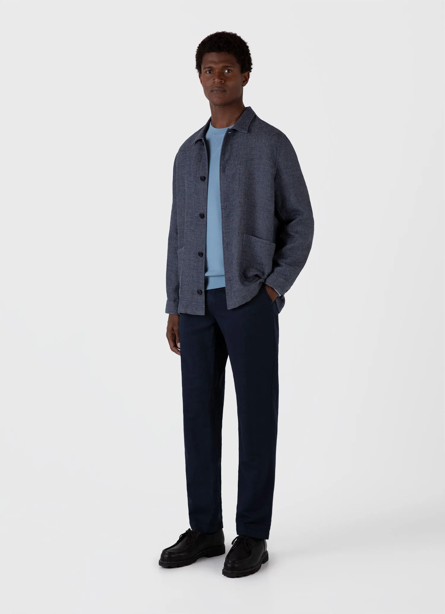 Men's Loopback Sweatshirt in Como Blue sold by Sunspel product image thumbnail 3