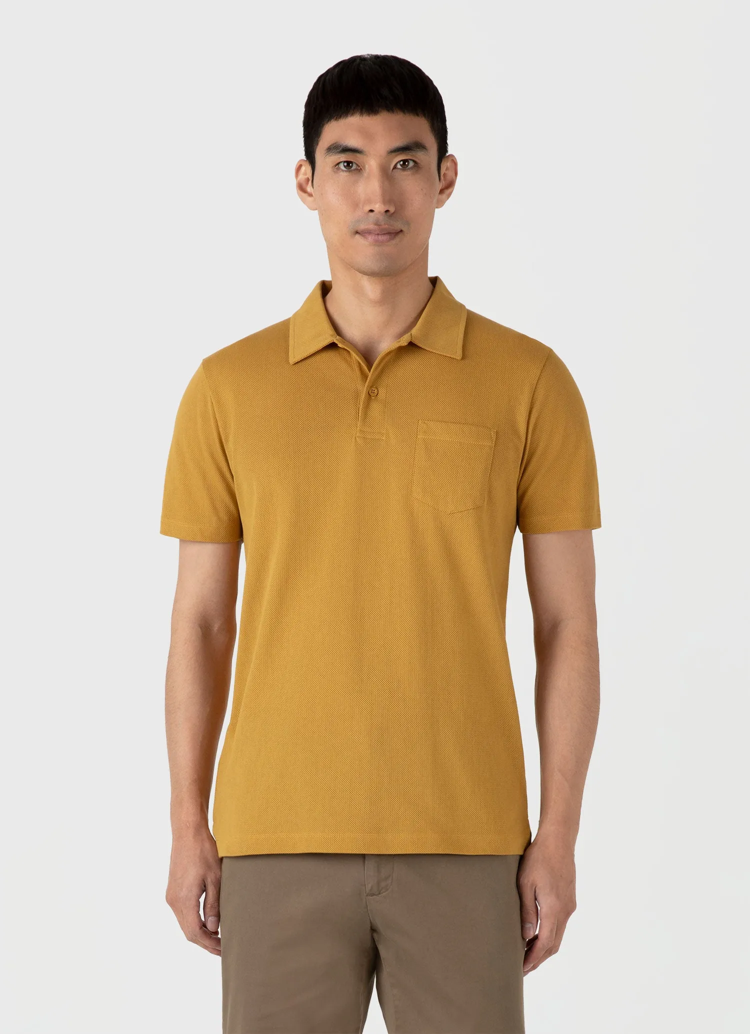 Men's Riviera Polo Shirt in Mustard sold by Sunspel product image thumbnail 2