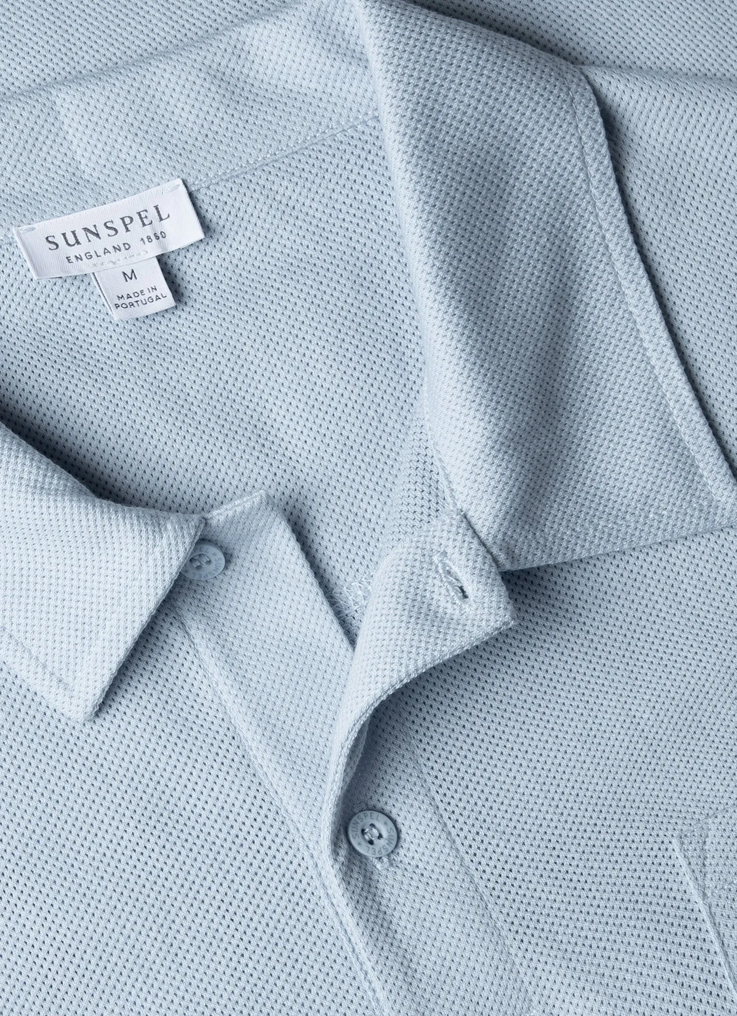 Men's Riviera Polo Shirt in Blue Mist sold by Sunspel product image thumbnail 4