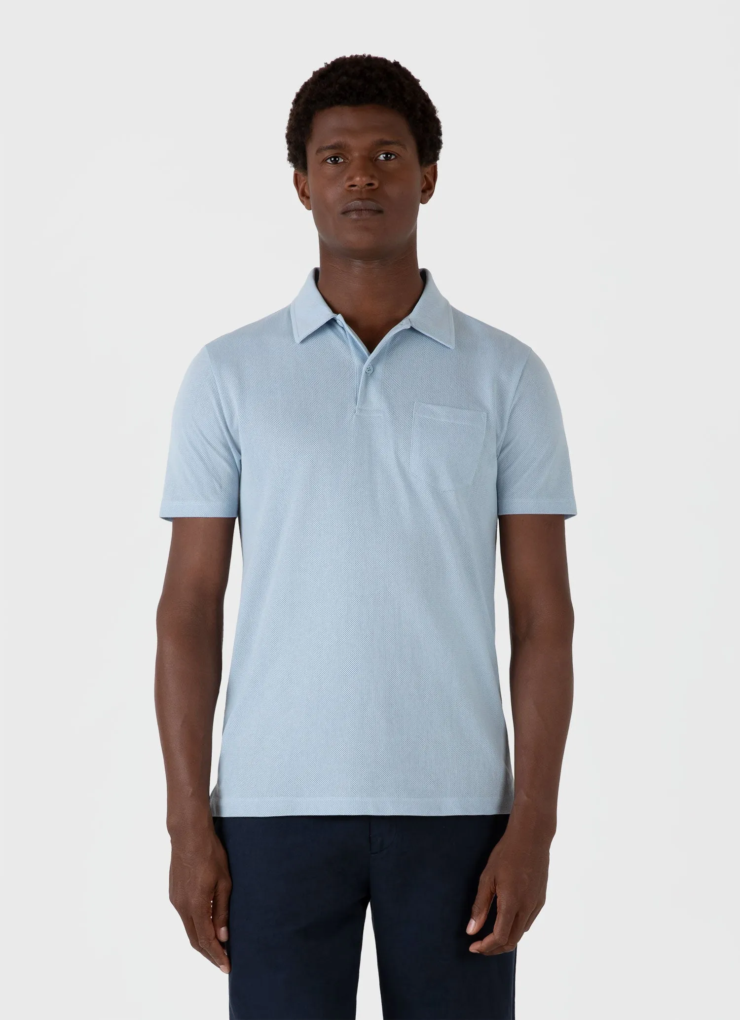 Men's Riviera Polo Shirt in Blue Mist sold by Sunspel product image thumbnail 2