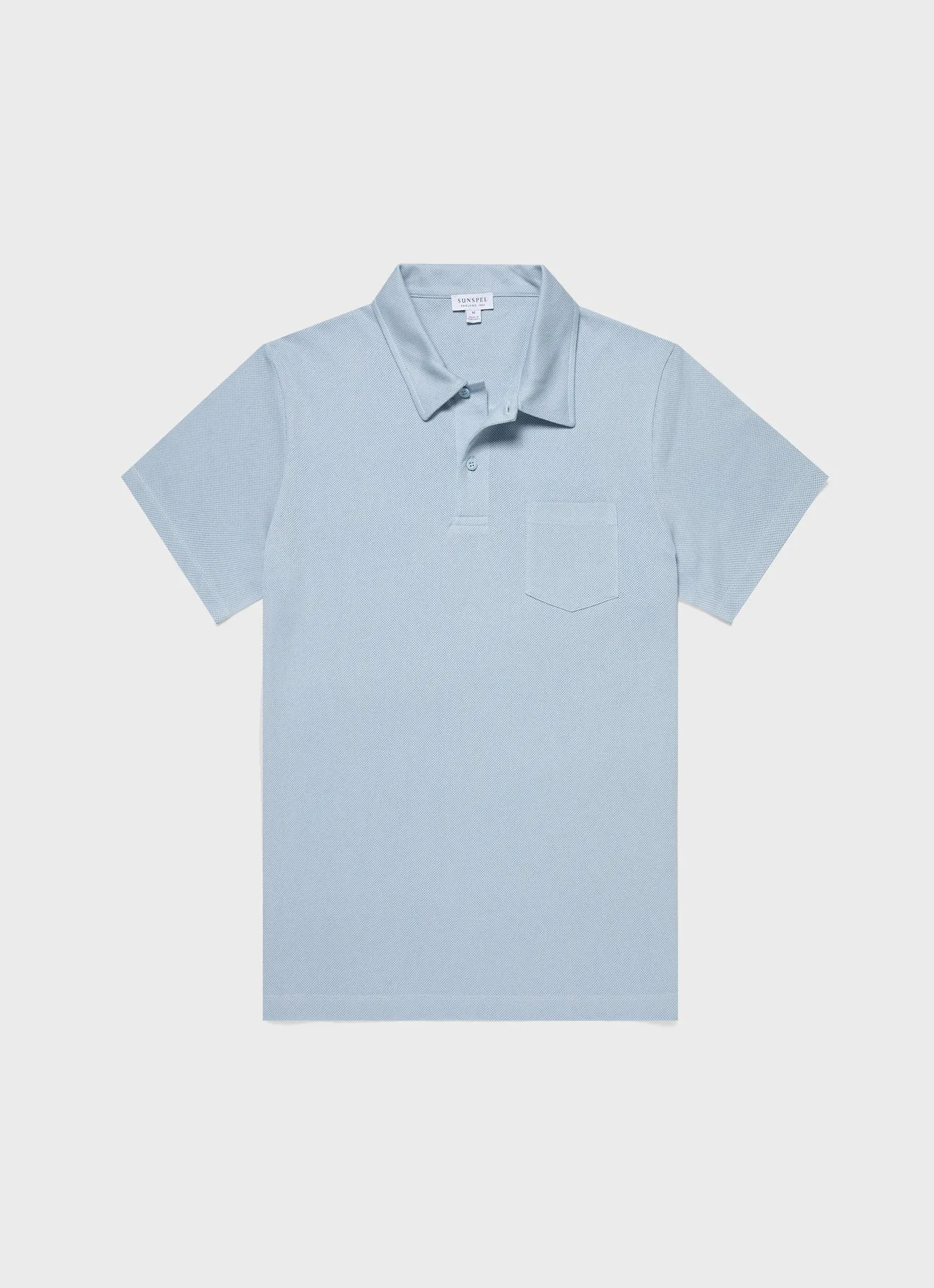 Men's Riviera Polo Shirt in Blue Mist sold by Sunspel