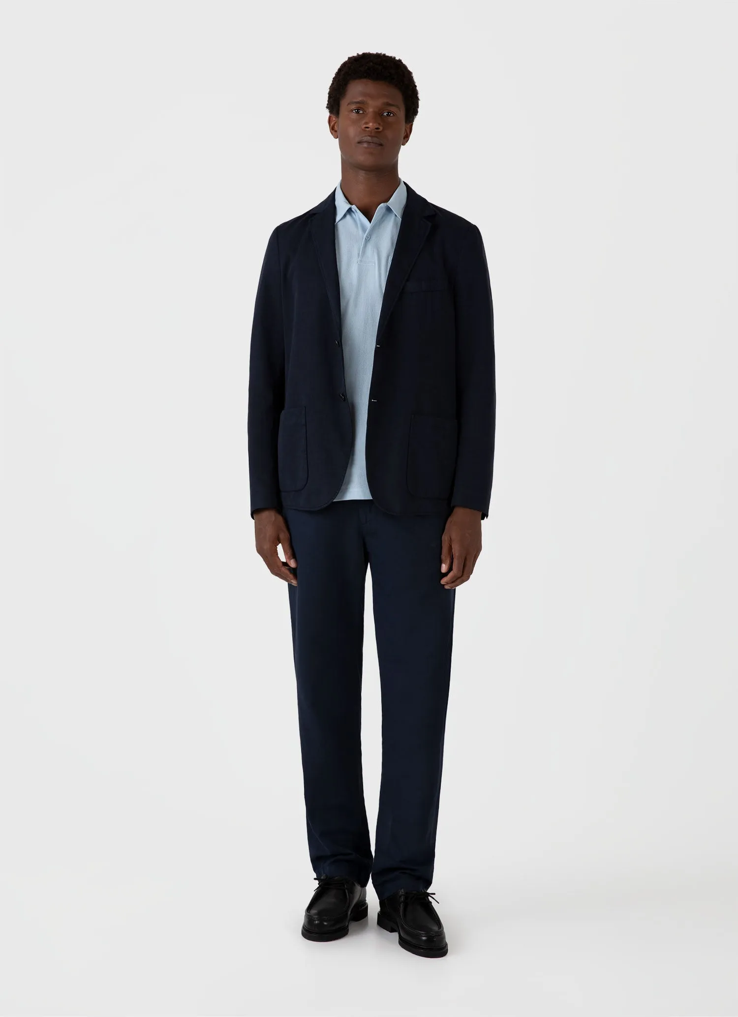 Men's Riviera Polo Shirt in Blue Mist sold by Sunspel product image thumbnail 3