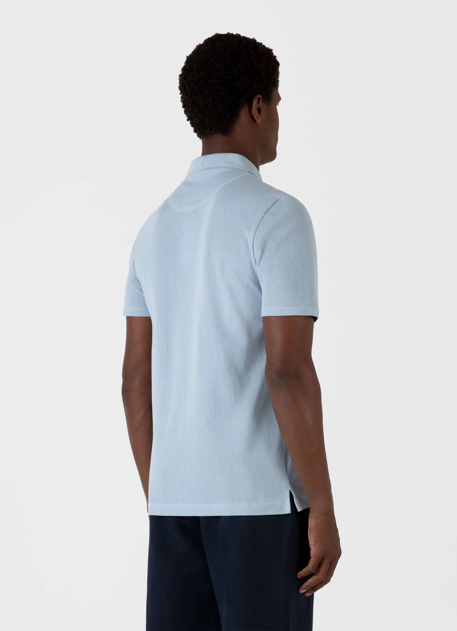 Men's Riviera Polo Shirt in Blue Mist sold by Sunspel product image thumbnail 5