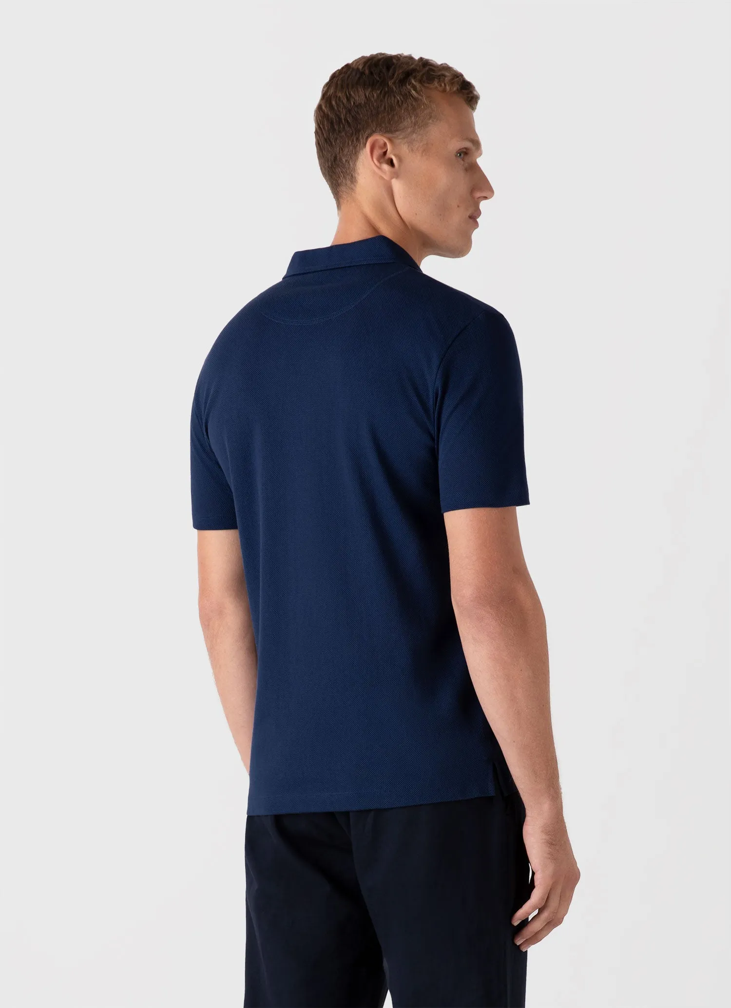 Men's Riviera Polo Shirt in Ink Blue sold by Sunspel product image thumbnail 5