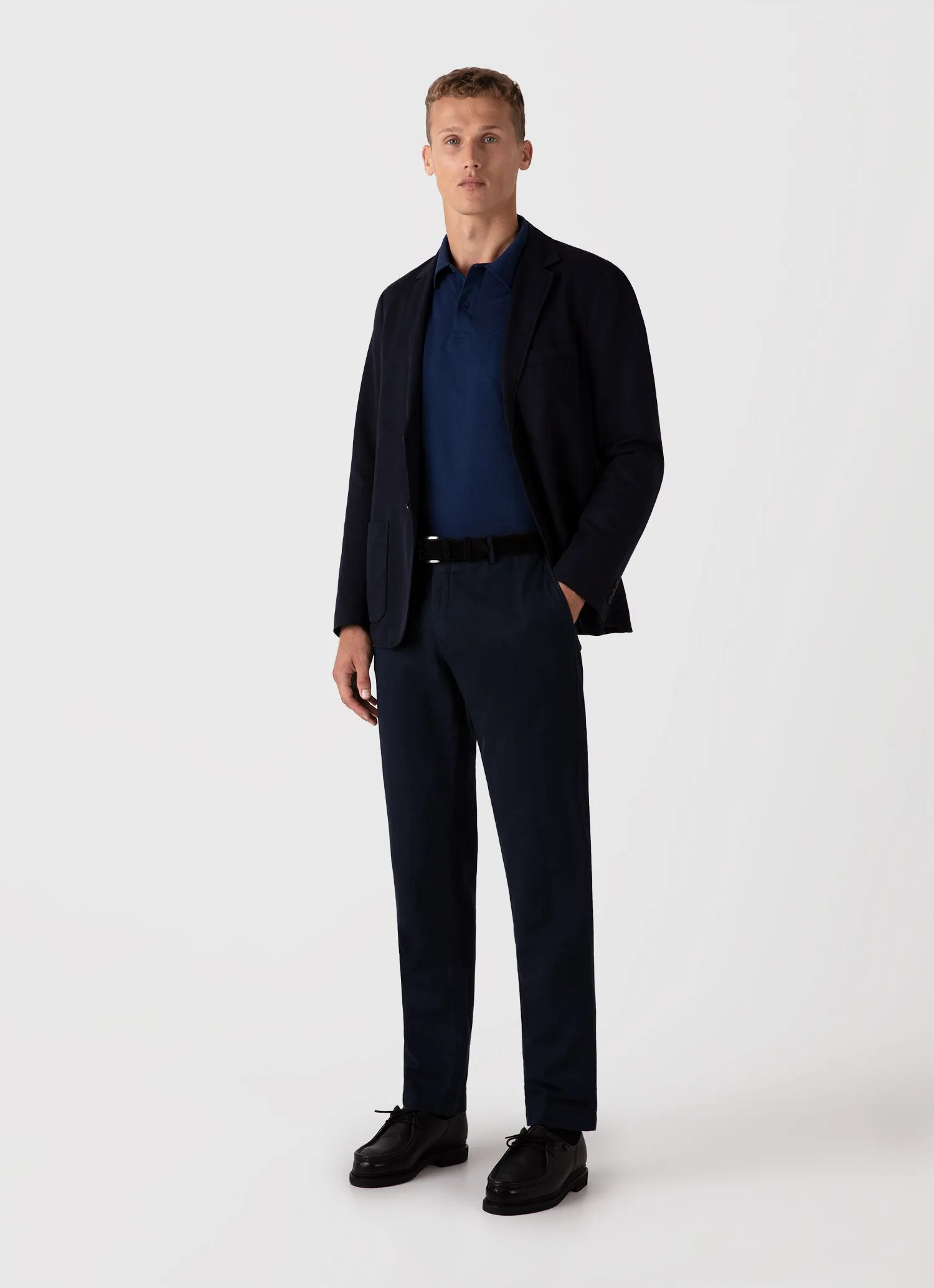 Men's Riviera Polo Shirt in Ink Blue sold by Sunspel product image thumbnail 3