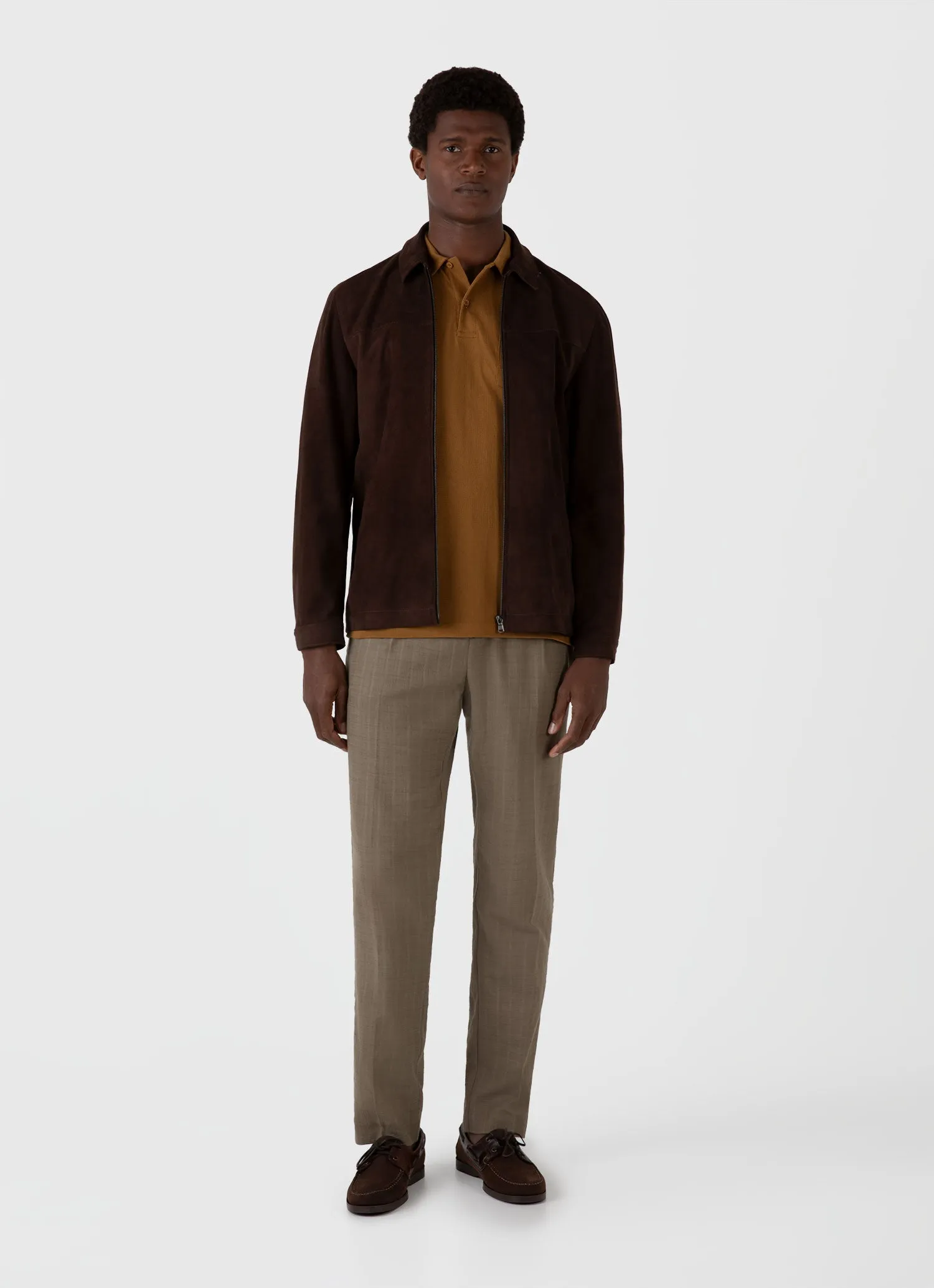 Men's Riviera Polo Shirt in Golden Brown sold by Sunspel product image thumbnail 3