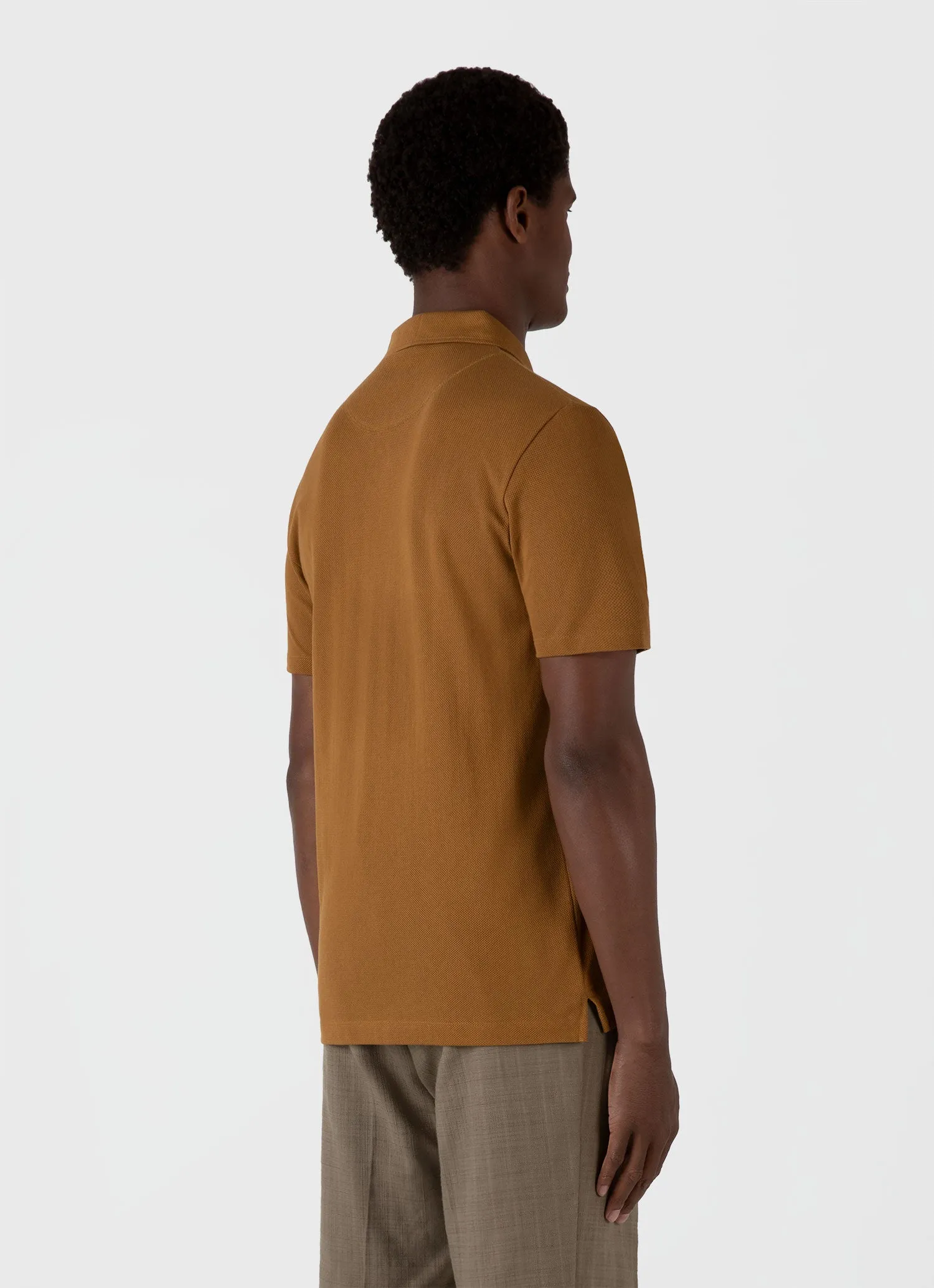 Men's Riviera Polo Shirt in Golden Brown sold by Sunspel product image thumbnail 5