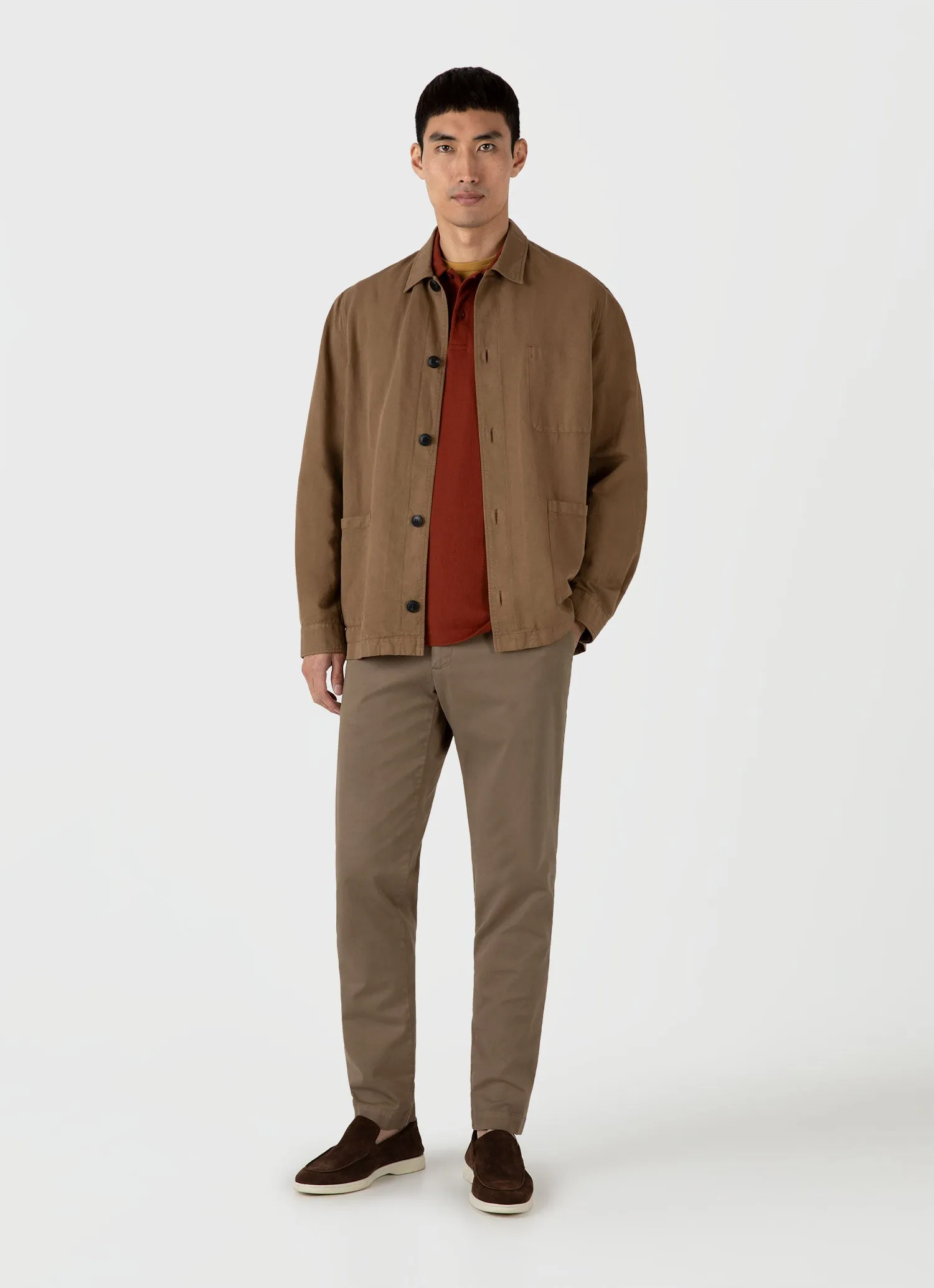 Men's Riviera Polo Shirt in Dark Clay sold by Sunspel product image thumbnail 3