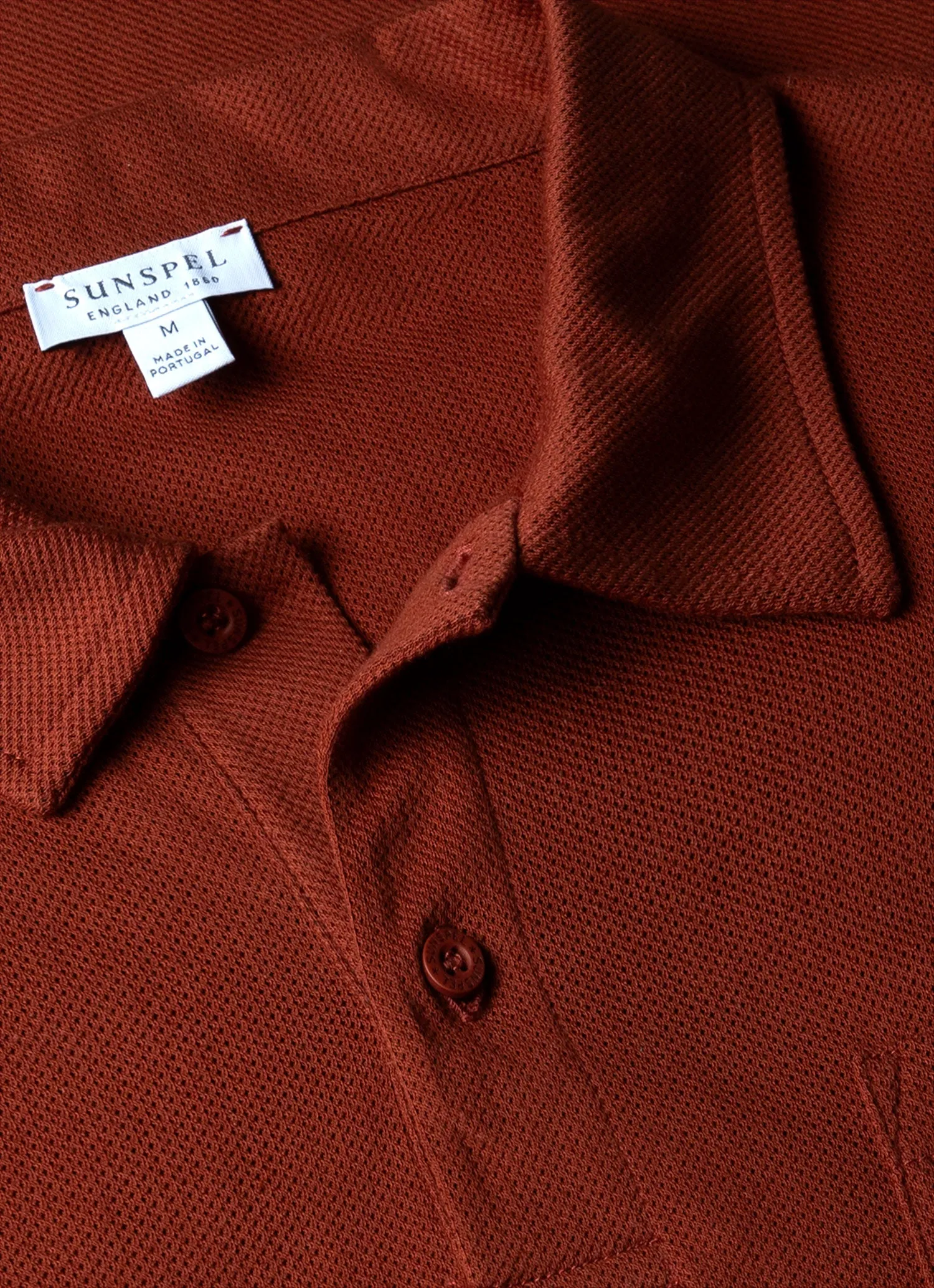 Men's Riviera Polo Shirt in Dark Clay sold by Sunspel product image thumbnail 4