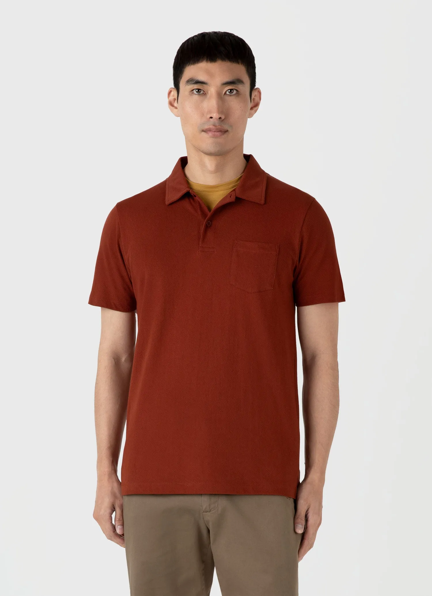 Men's Riviera Polo Shirt in Dark Clay sold by Sunspel product image thumbnail 2