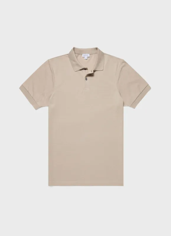 Men's Piqué Polo Shirt in Ash Grey sold by Sunspel