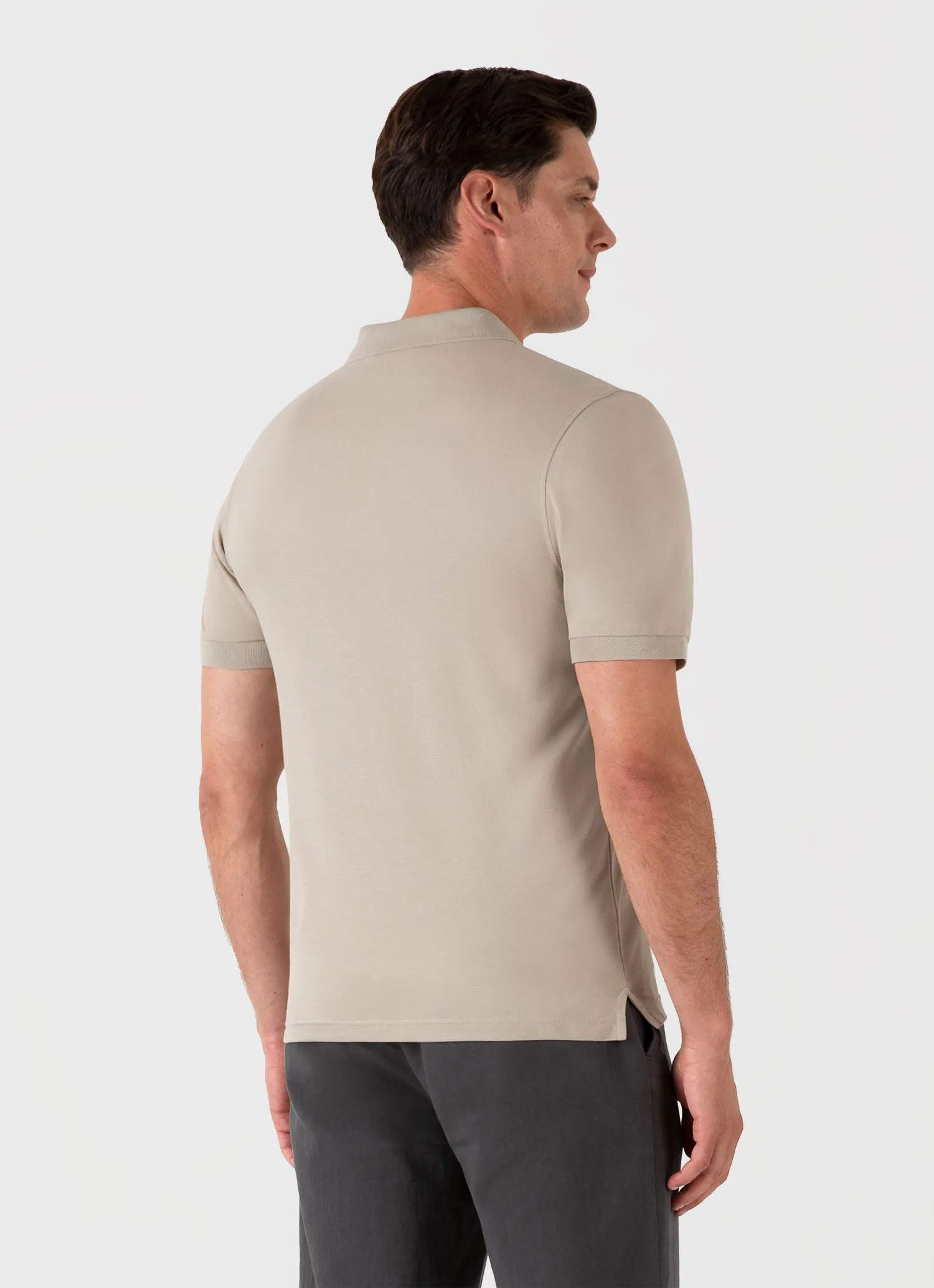 Men's Piqué Polo Shirt in Ash Grey sold by Sunspel product image thumbnail 5