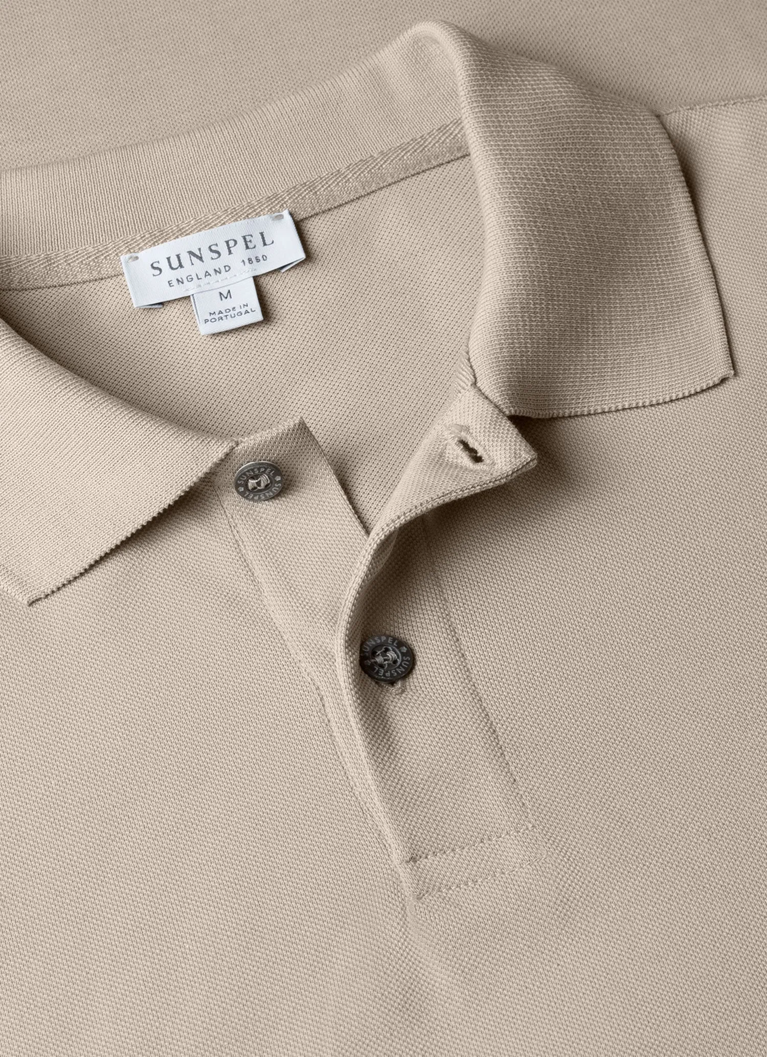 Men's Piqué Polo Shirt in Ash Grey sold by Sunspel product image thumbnail 4