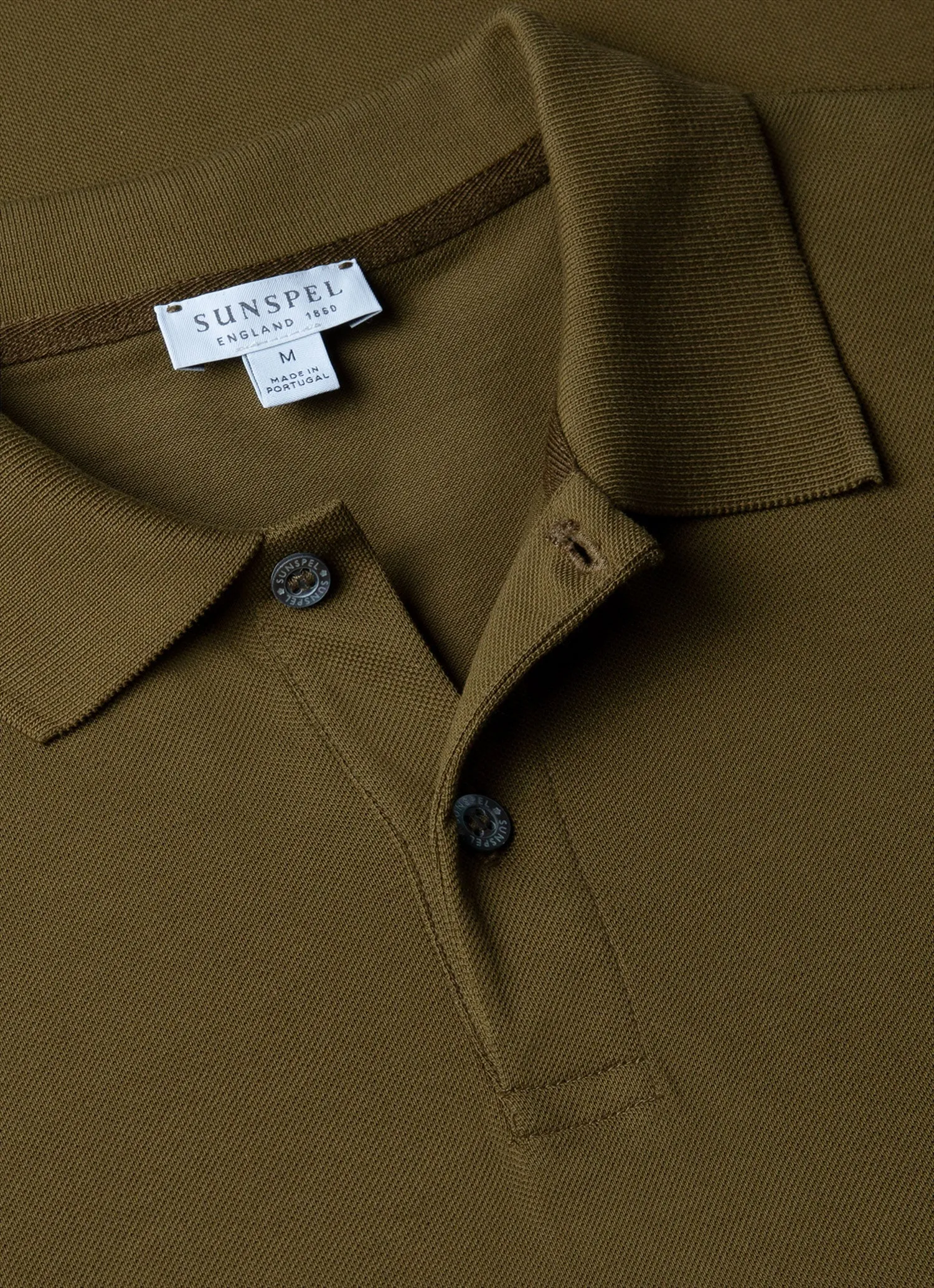 Men's Piqué Polo Shirt in Olive Green sold by Sunspel product image thumbnail 4