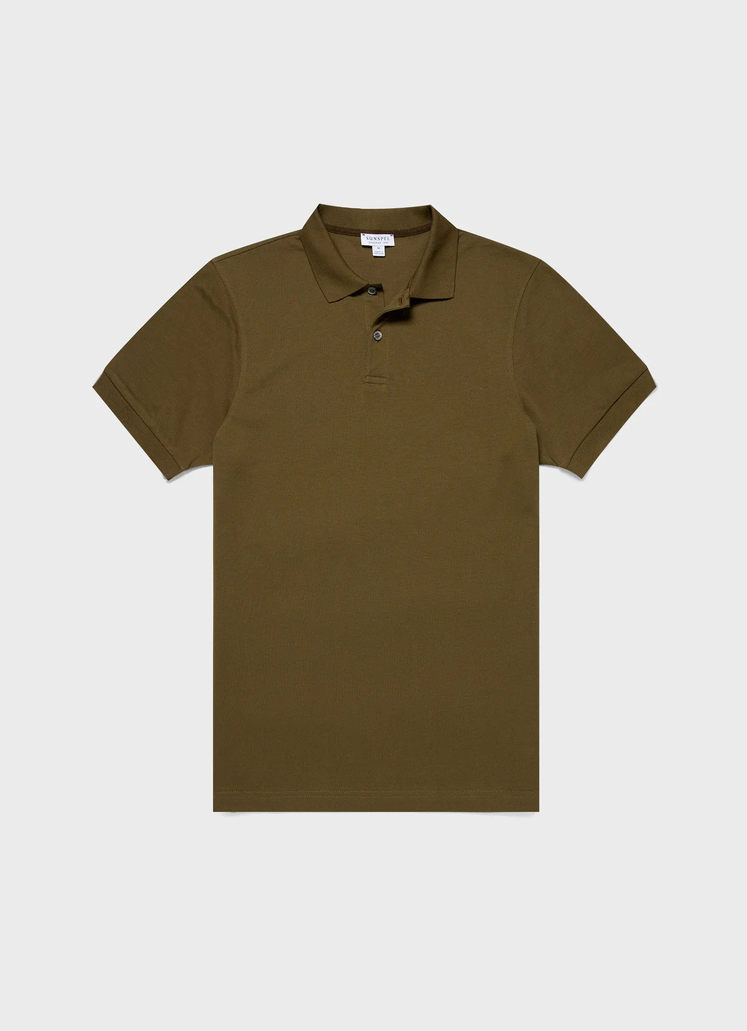 Men's Piqué Polo Shirt in Olive Green sold by Sunspel