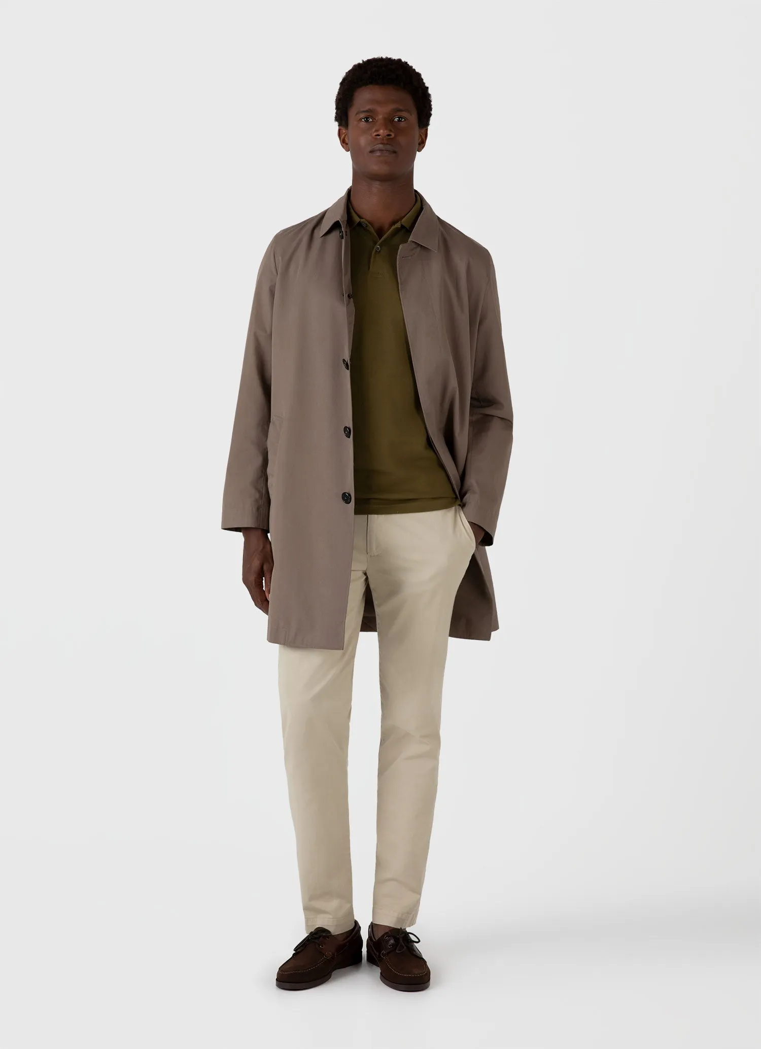 Men's Piqué Polo Shirt in Olive Green sold by Sunspel product image thumbnail 3