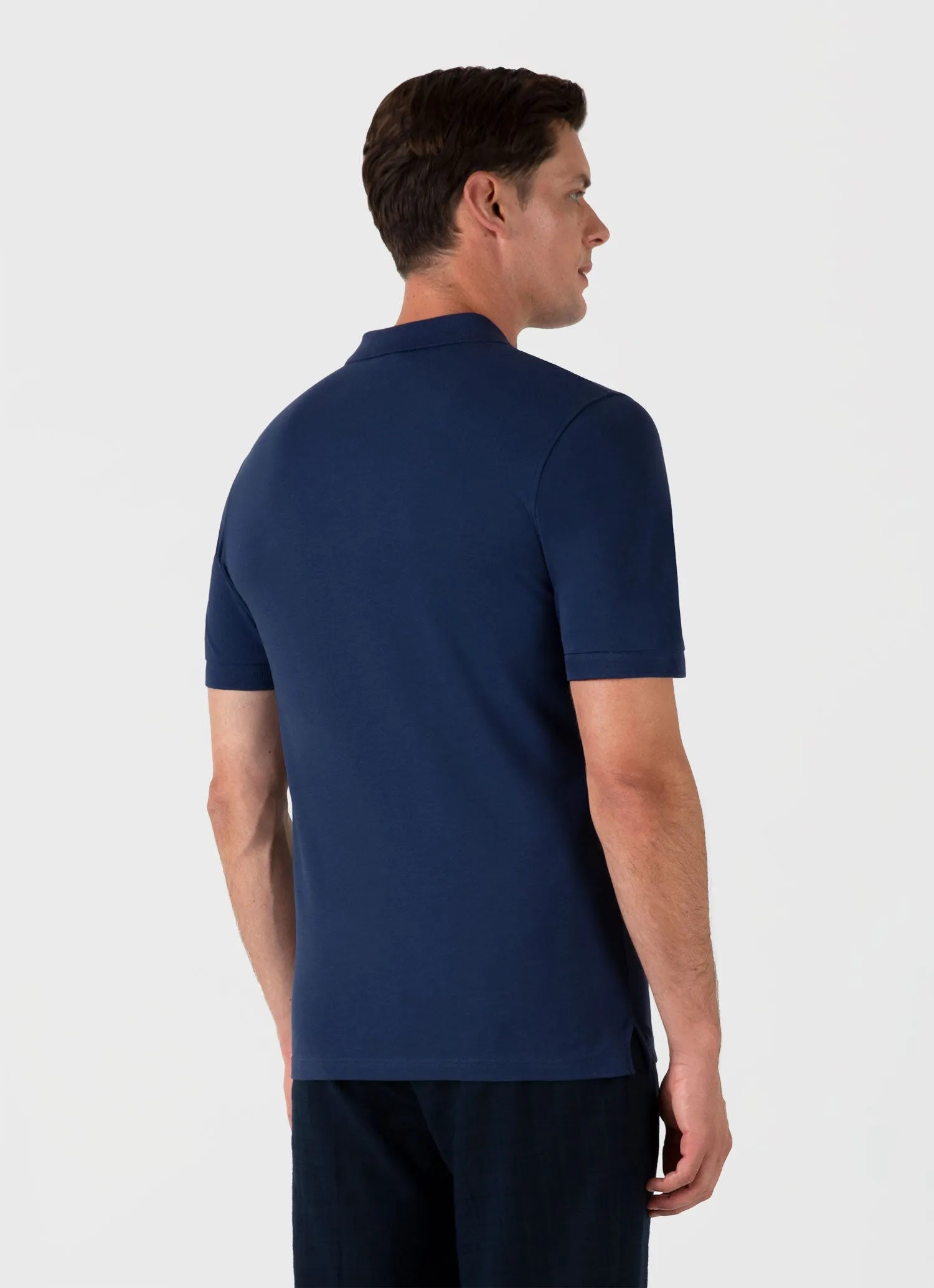 Men's Piqué Polo Shirt in Ink Blue sold by Sunspel product image thumbnail 5