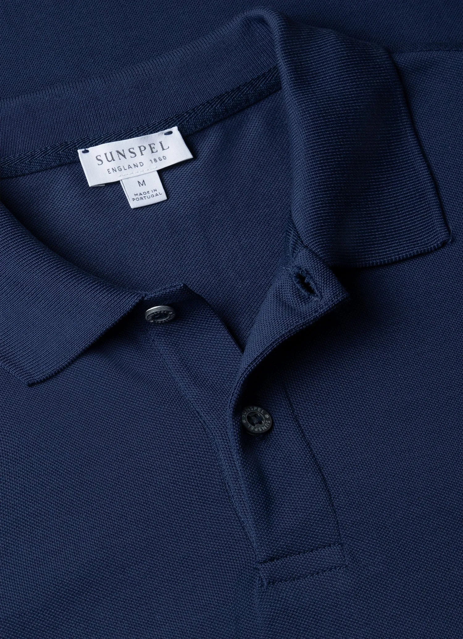 Men's Piqué Polo Shirt in Ink Blue sold by Sunspel product image thumbnail 4