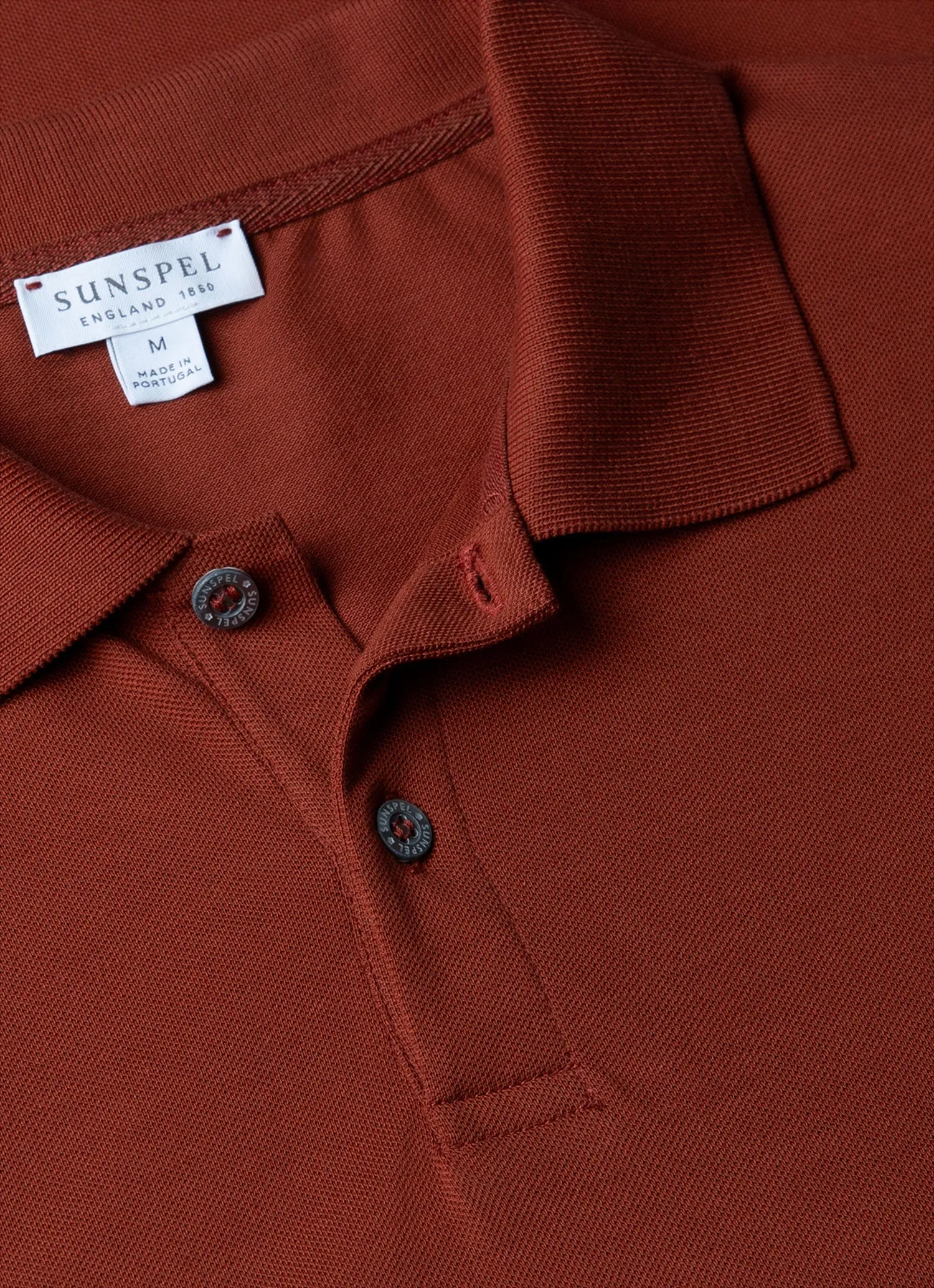 Men's Piqué Polo Shirt in Dark Clay sold by Sunspel product image thumbnail 4