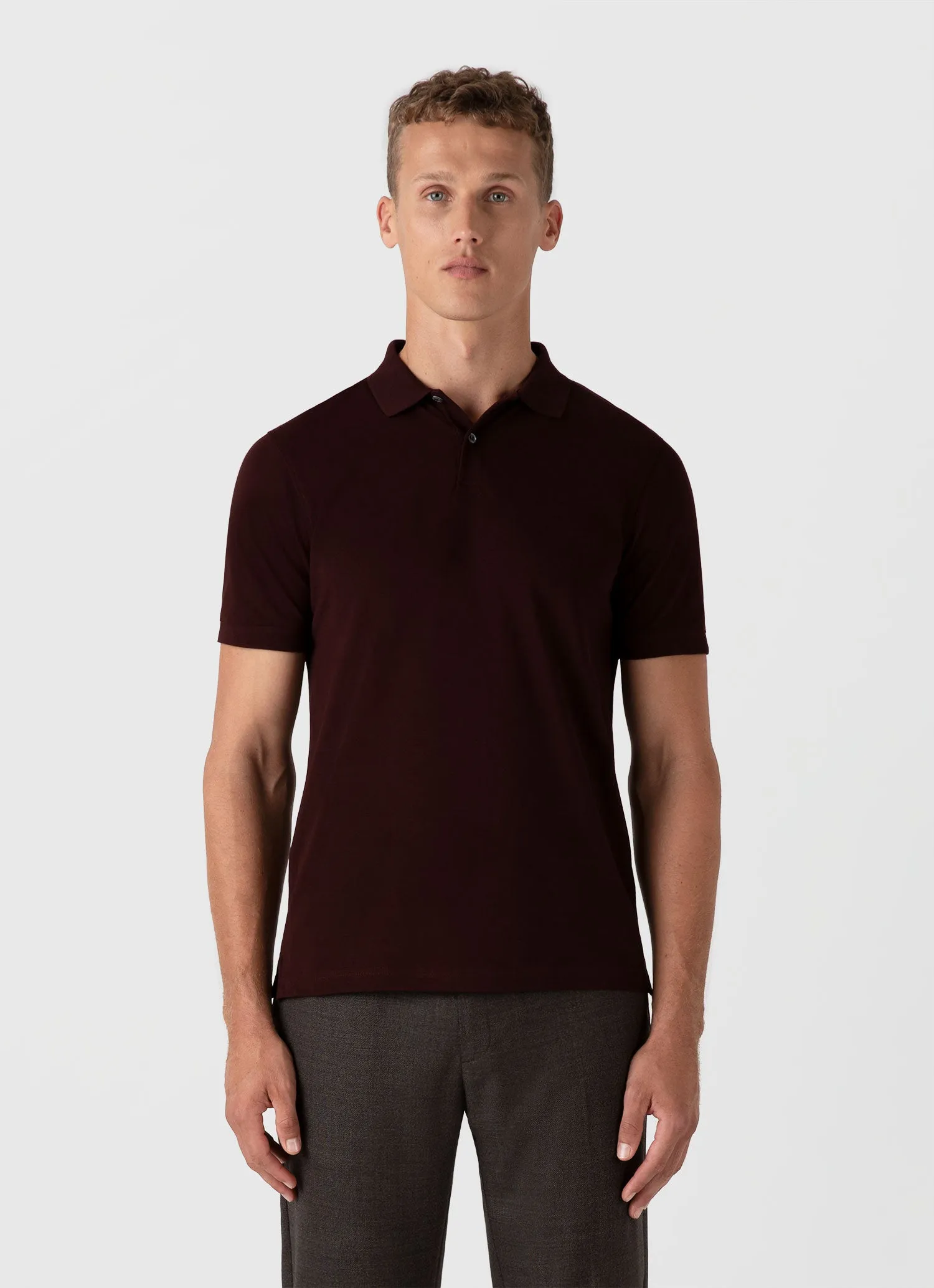 Men's Piqué Polo Shirt in Raisin sold by Sunspel product image thumbnail 2