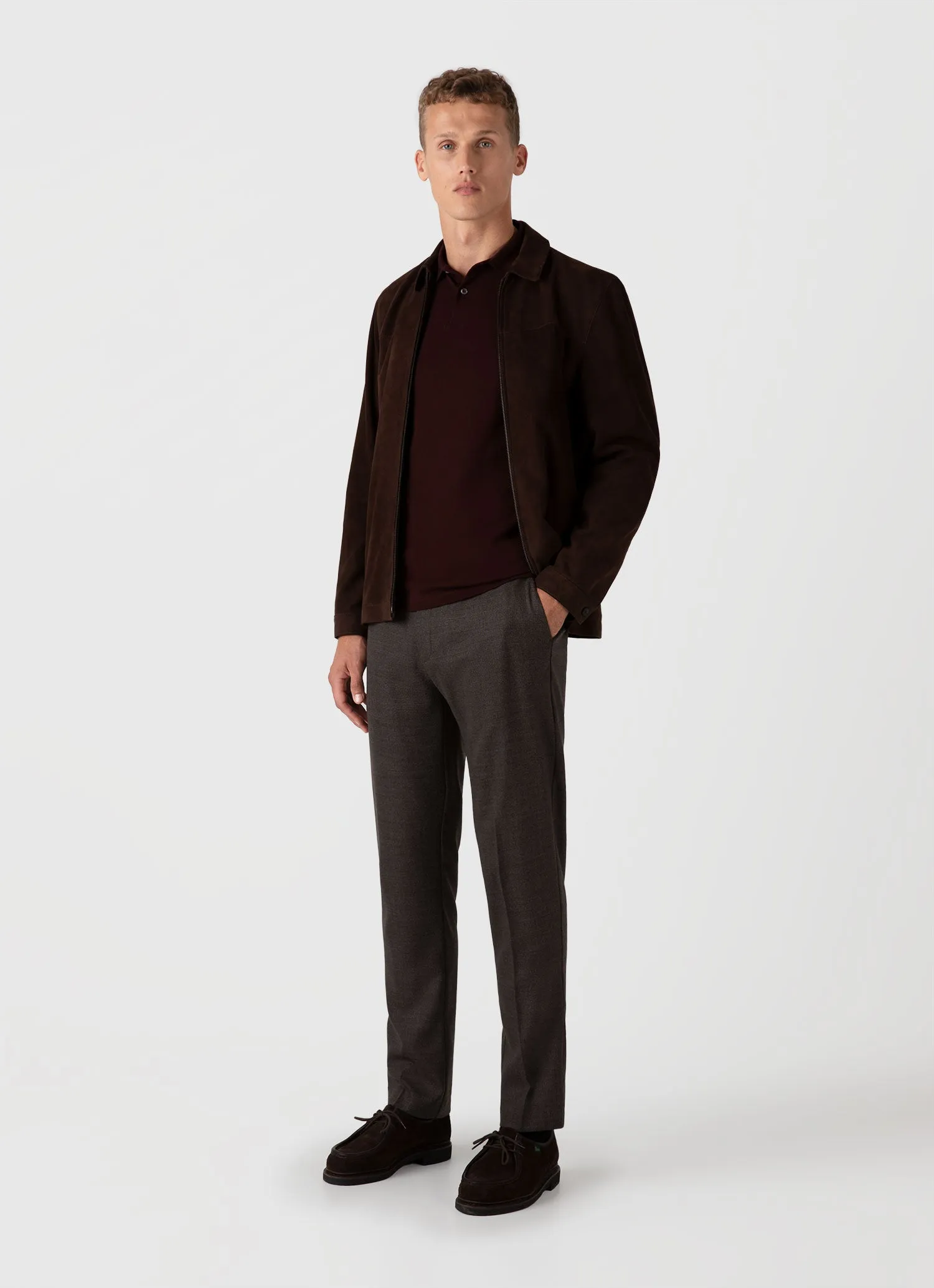 Men's Piqué Polo Shirt in Raisin sold by Sunspel product image thumbnail 3