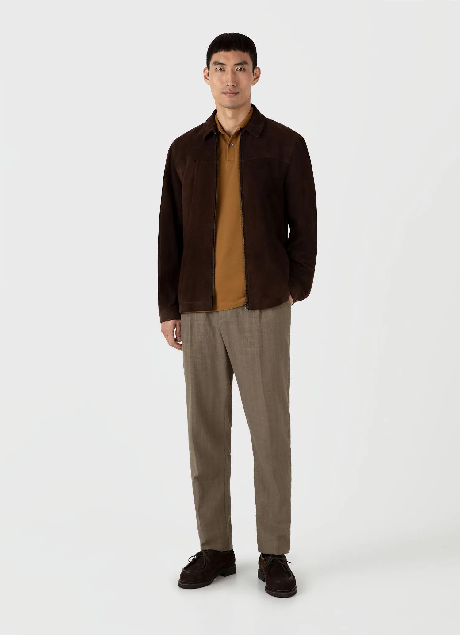 Men's Piqué Polo Shirt in Golden Brown sold by Sunspel product image thumbnail 3