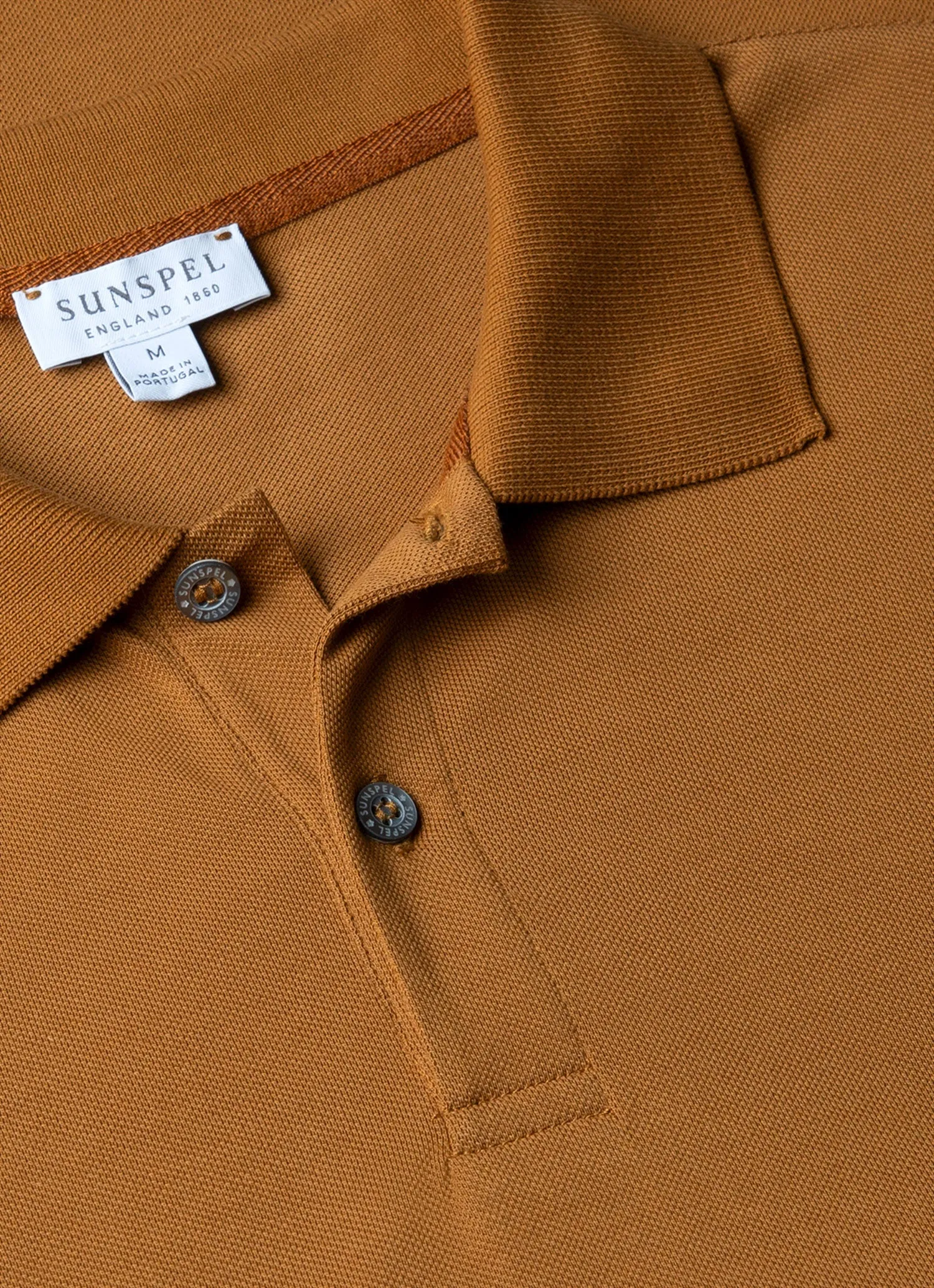 Men's Piqué Polo Shirt in Golden Brown sold by Sunspel product image thumbnail 4
