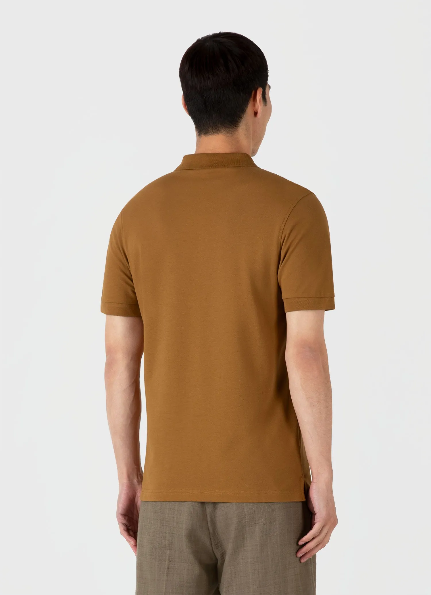 Men's Piqué Polo Shirt in Golden Brown sold by Sunspel product image thumbnail 5