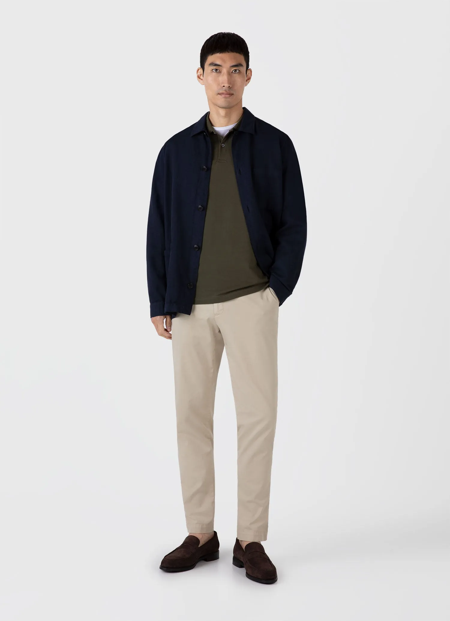 Men's Piqué Polo Shirt in Pine Green sold by Sunspel product image thumbnail 3