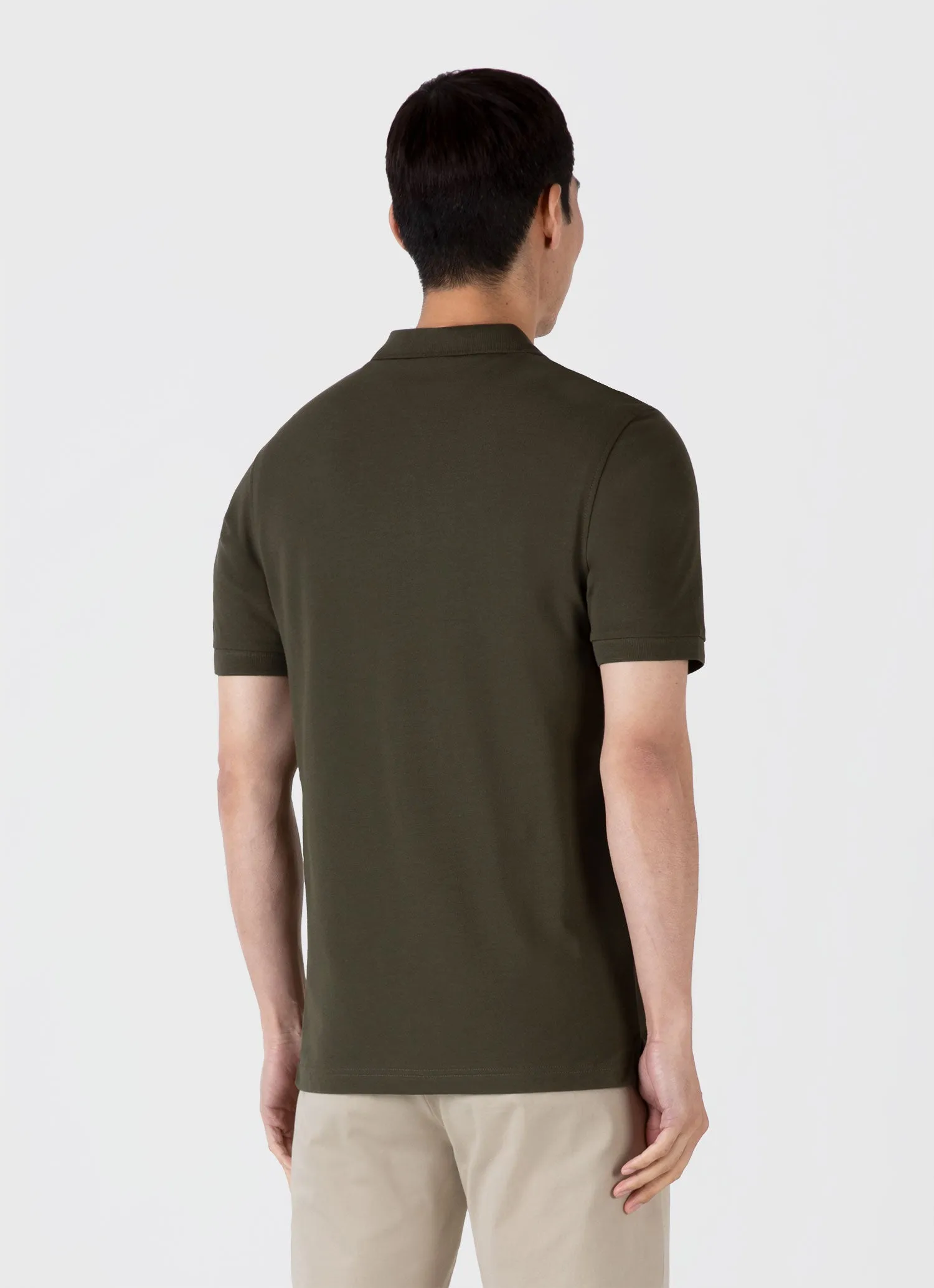 Men's Piqué Polo Shirt in Pine Green sold by Sunspel product image thumbnail 5