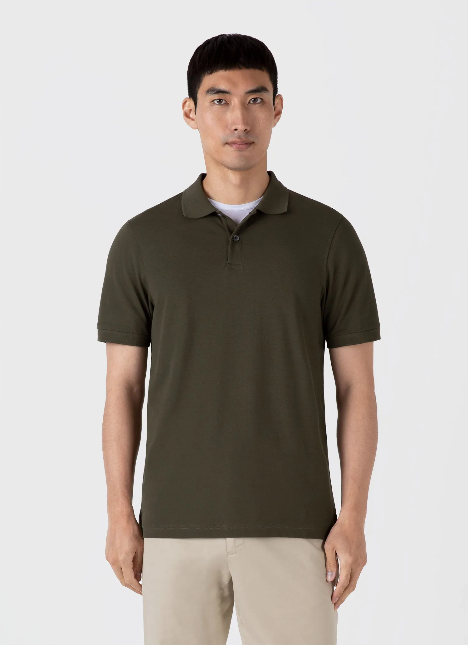 Men's Piqué Polo Shirt in Pine Green sold by Sunspel product image thumbnail 2
