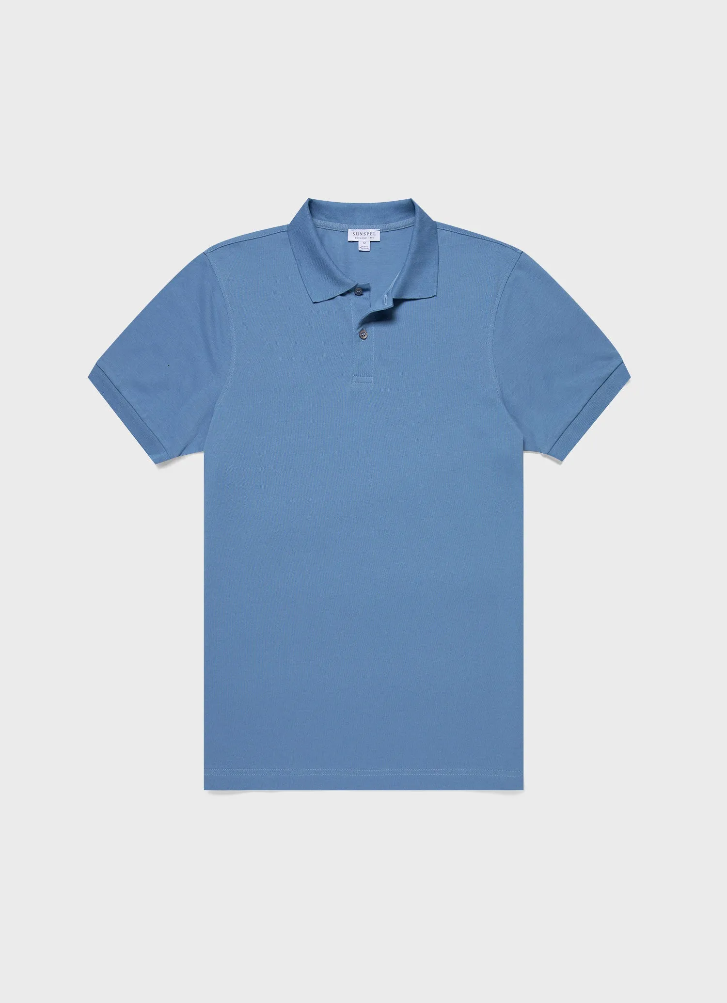 Men's Piqué Polo Shirt in Como Blue sold by Sunspel