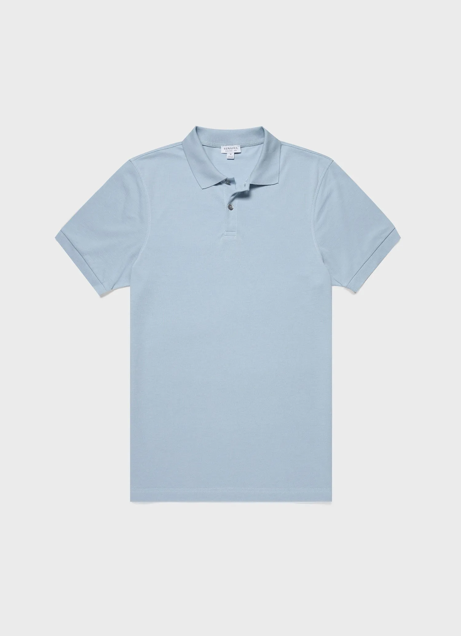Men's Piqué Polo Shirt in Blue Mist sold by Sunspel