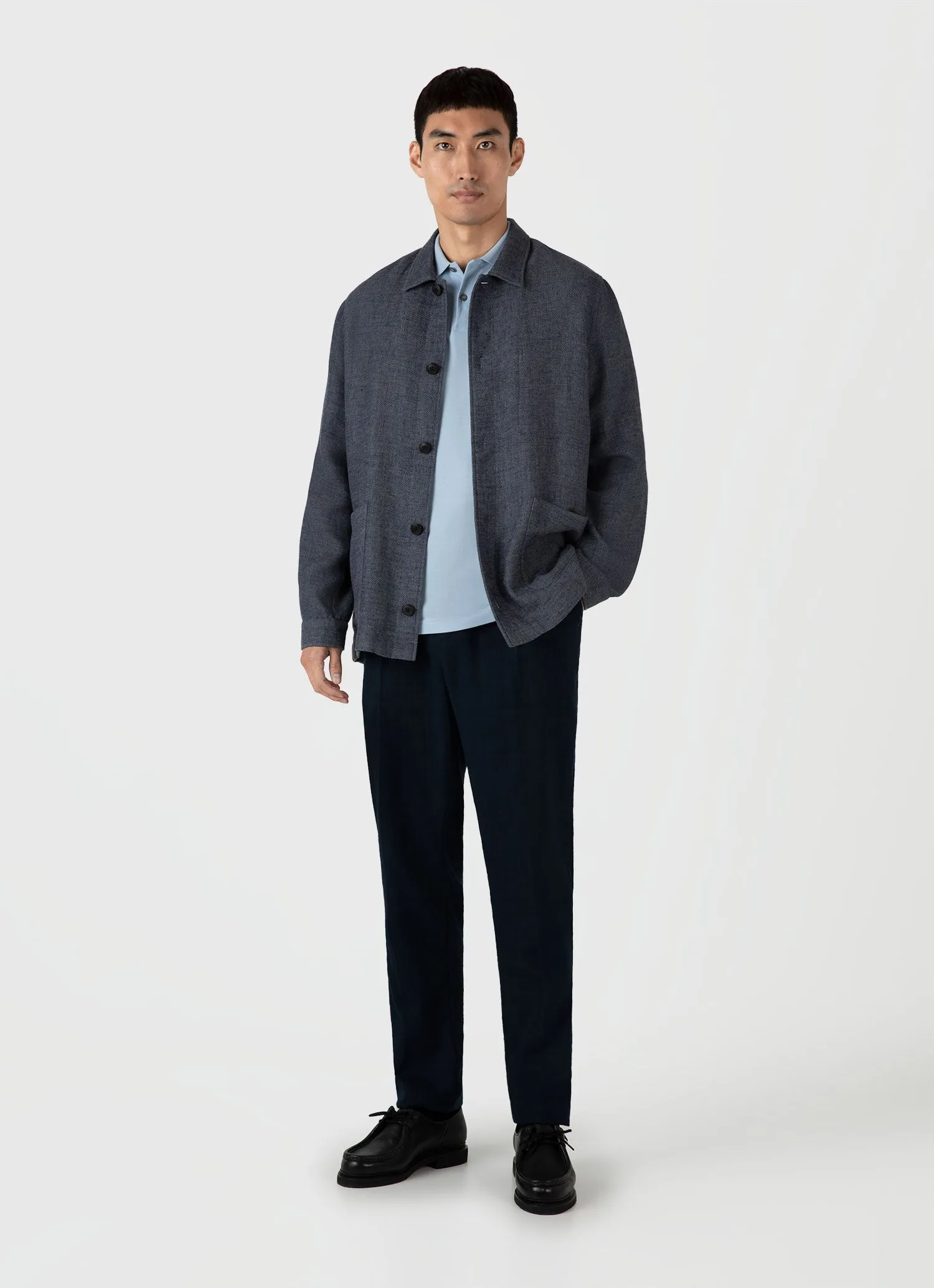 Men's Piqué Polo Shirt in Blue Mist sold by Sunspel product image thumbnail 3