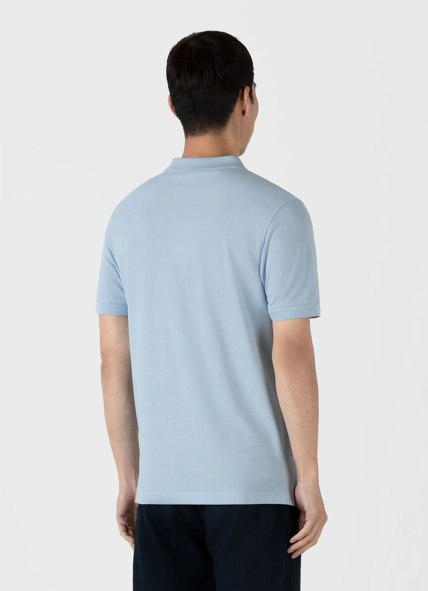 Men's Piqué Polo Shirt in Blue Mist sold by Sunspel product image thumbnail 5