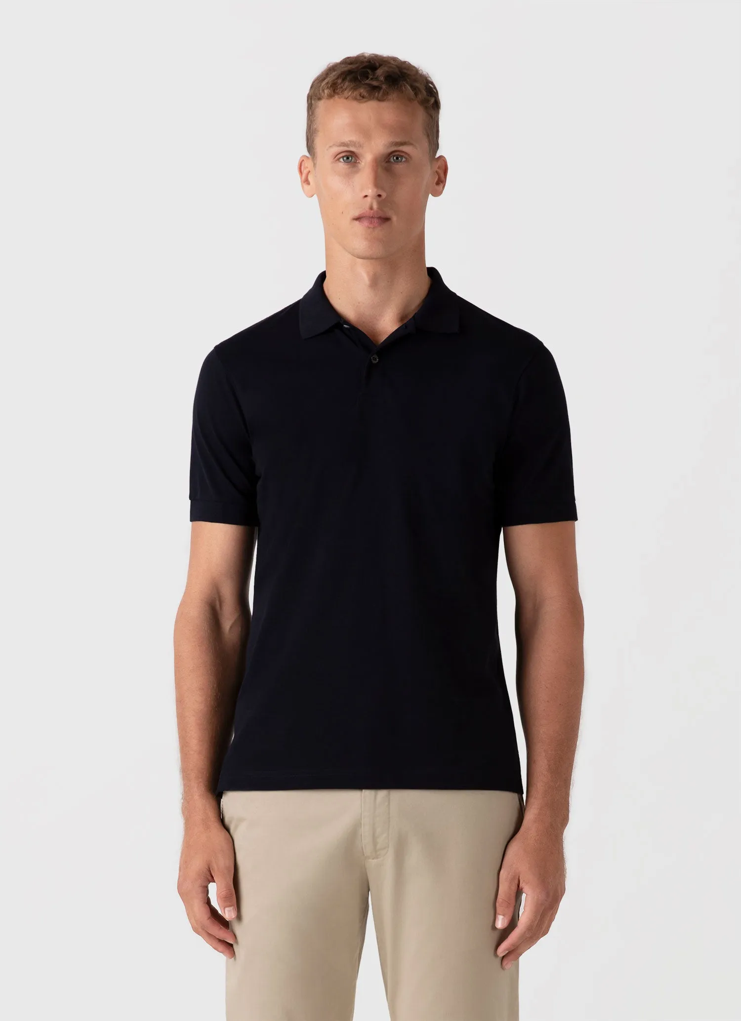 Men's Piqué Polo Shirt in Midnight Navy sold by Sunspel product image thumbnail 2