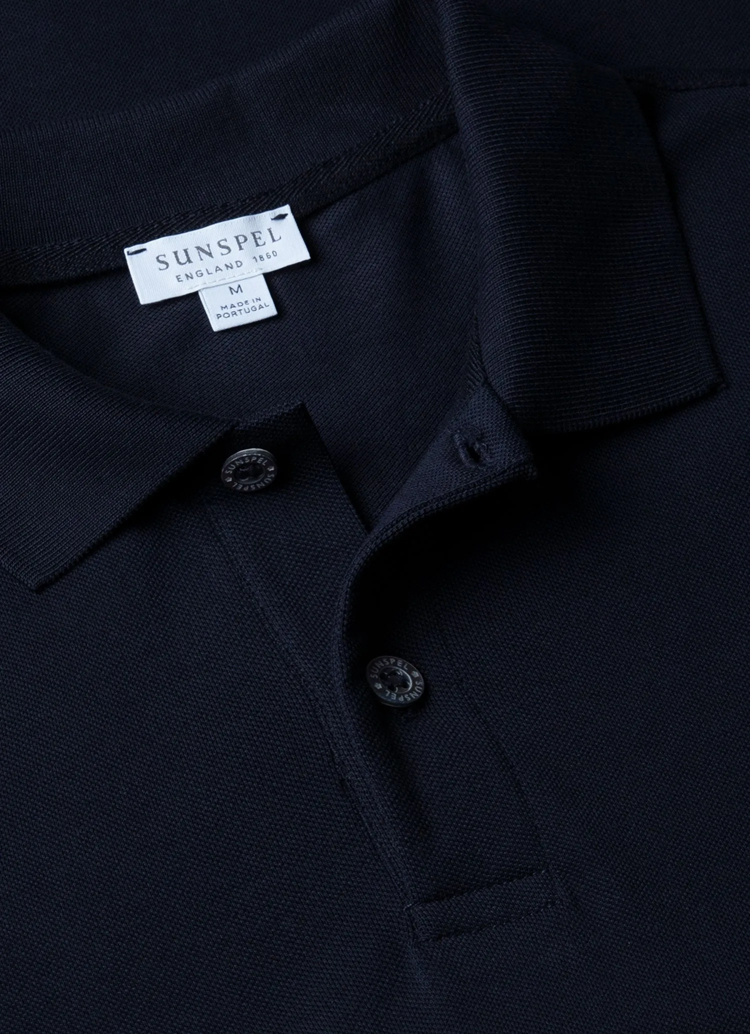 Men's Piqué Polo Shirt in Midnight Navy sold by Sunspel product image thumbnail 4